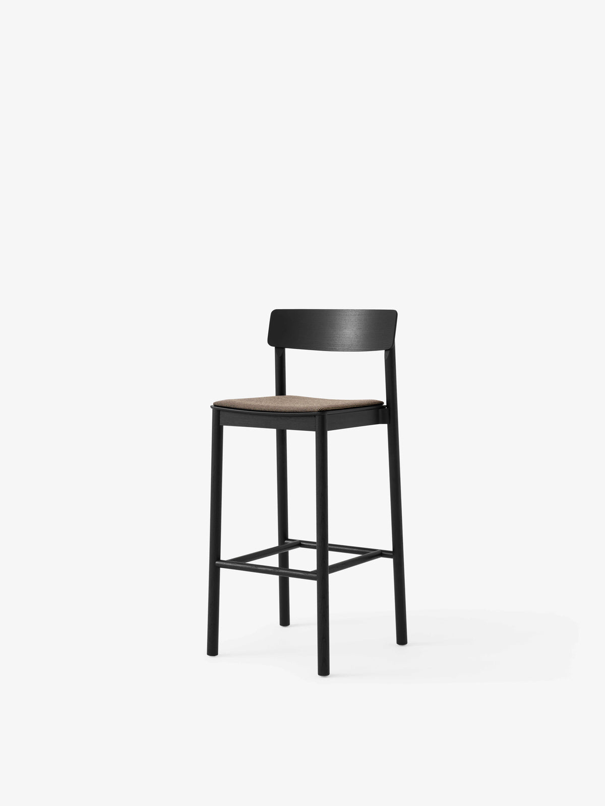 Hocker BETTY schwarzes lackiertes Eschenholz mit gepolsterter Sitzfläche
