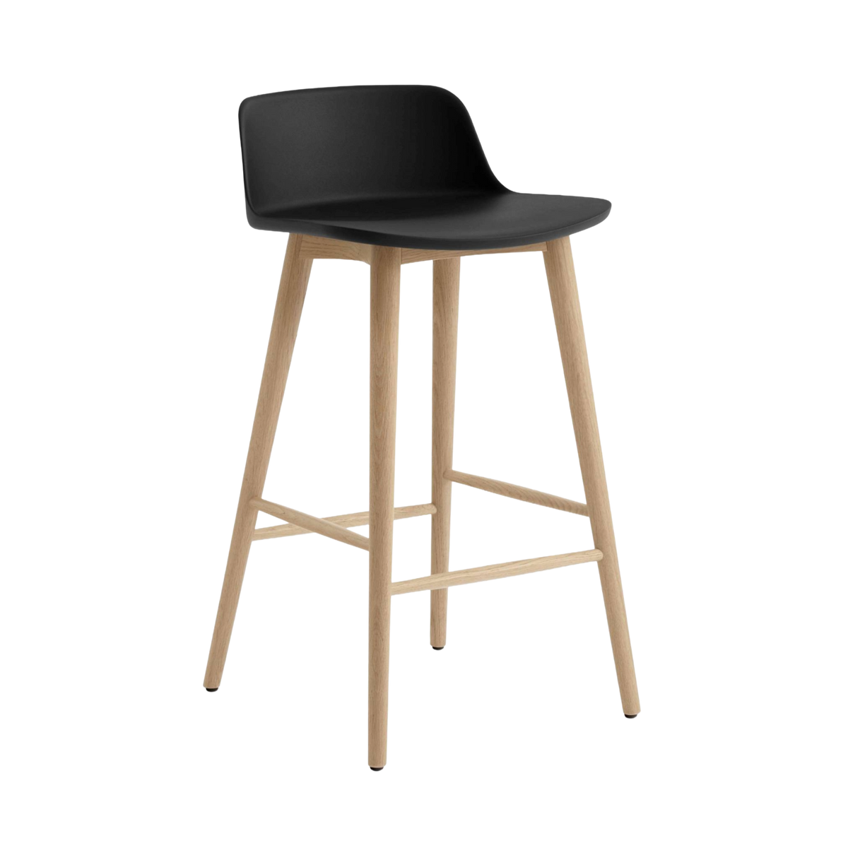 Hocker RELY schwarz mit Eichenbasis