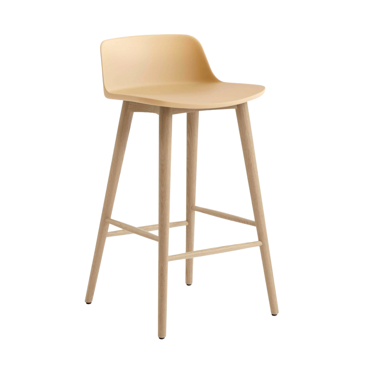 Hocker RELY sandfarben mit Eichenbasis
