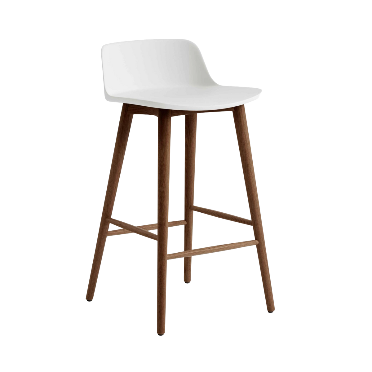 Hocker RELY weiß mit Nussbaumfuß