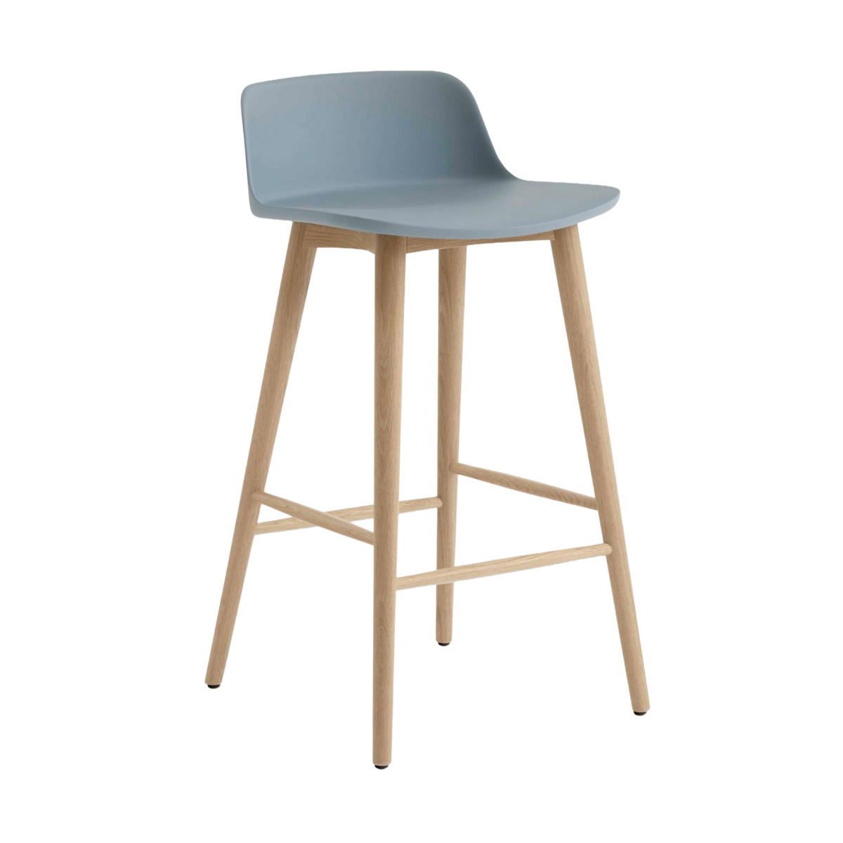 Hocker RELY himmelblau mit Eichenbasis