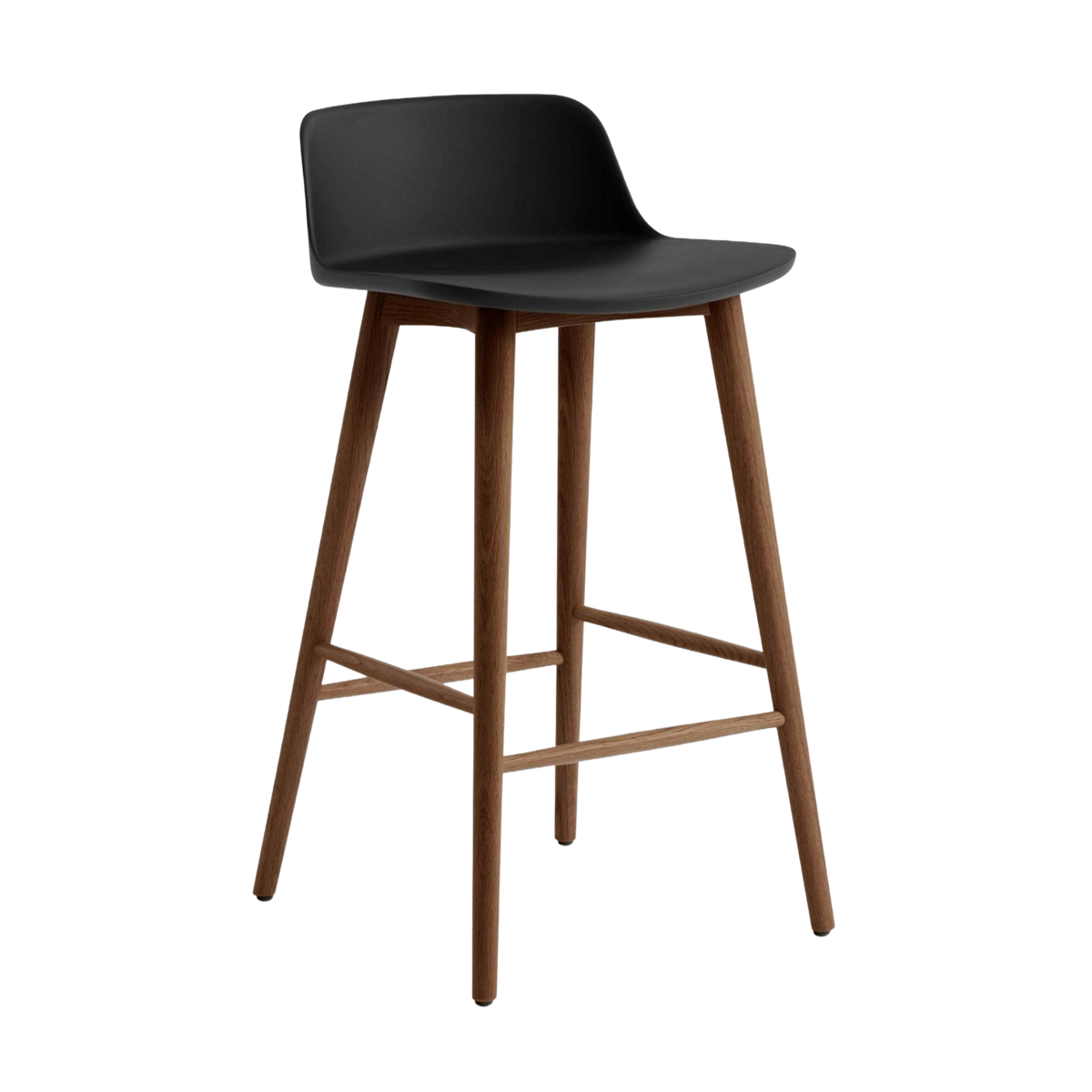 Hocker RELY schwarz mit Nussbaumbasis