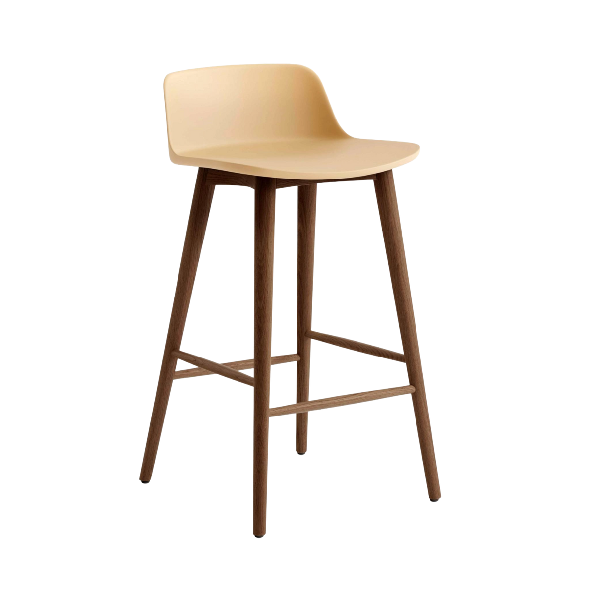 Hocker RELY sandfarben mit Nussbaumfuß