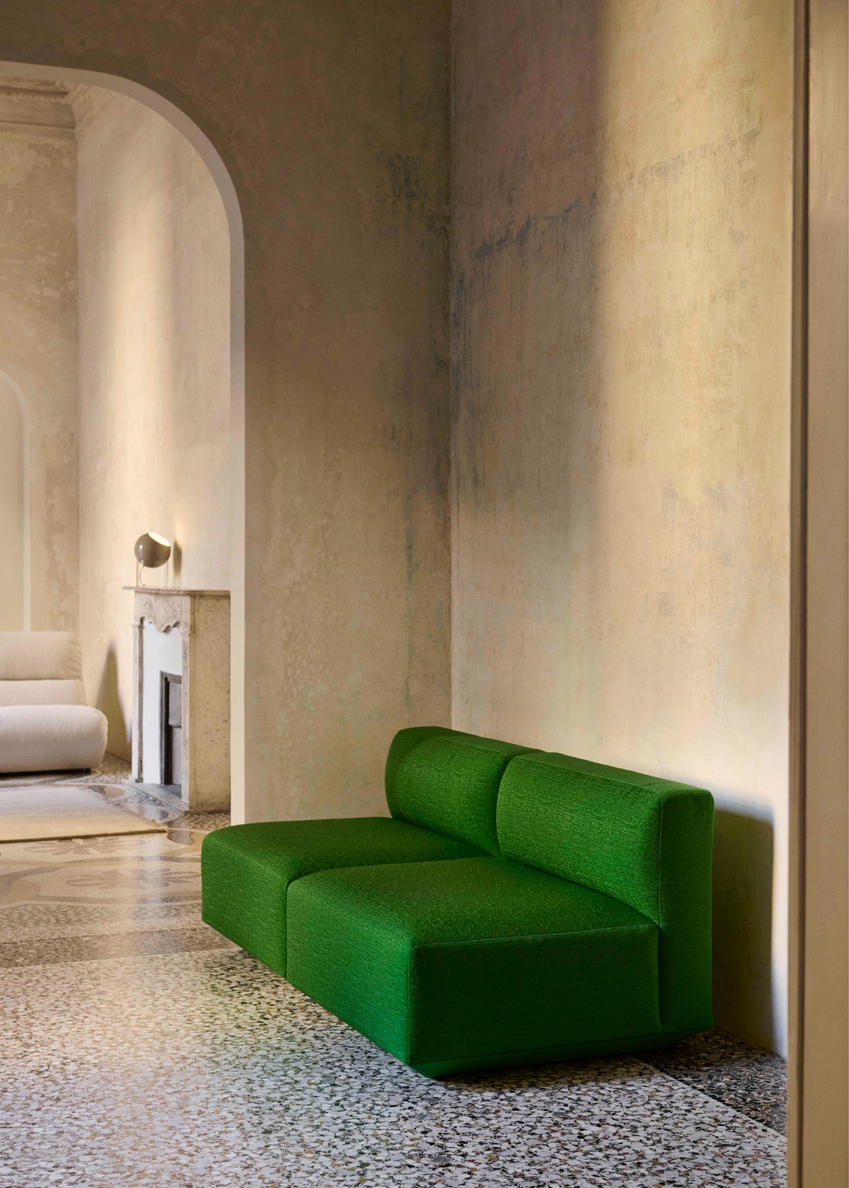 Modularer Ecksofa links für 4 Personen DEVELIUS beige