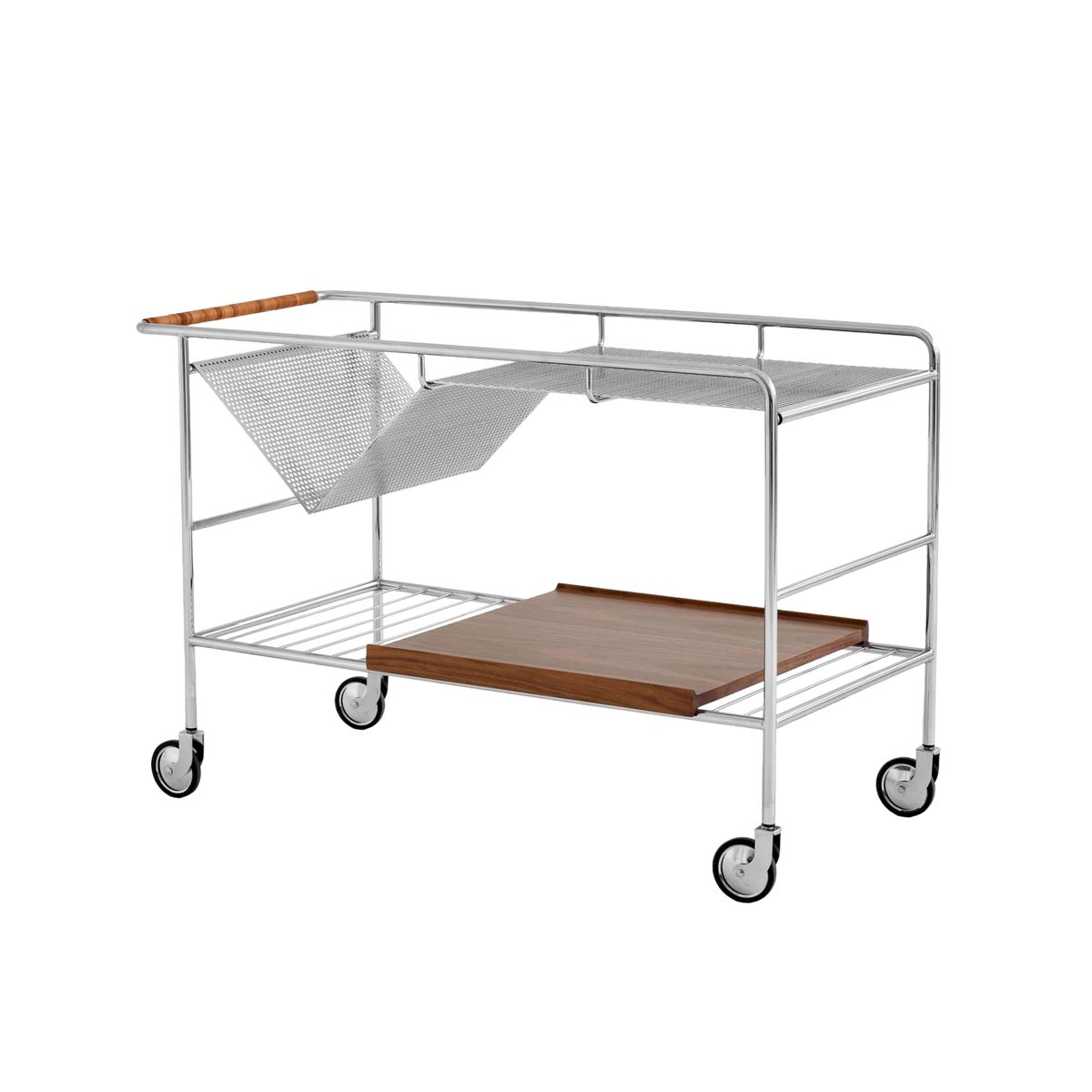 Wagen ALIMA NDS1 verchromt mit lackiertem Nussbaumholz