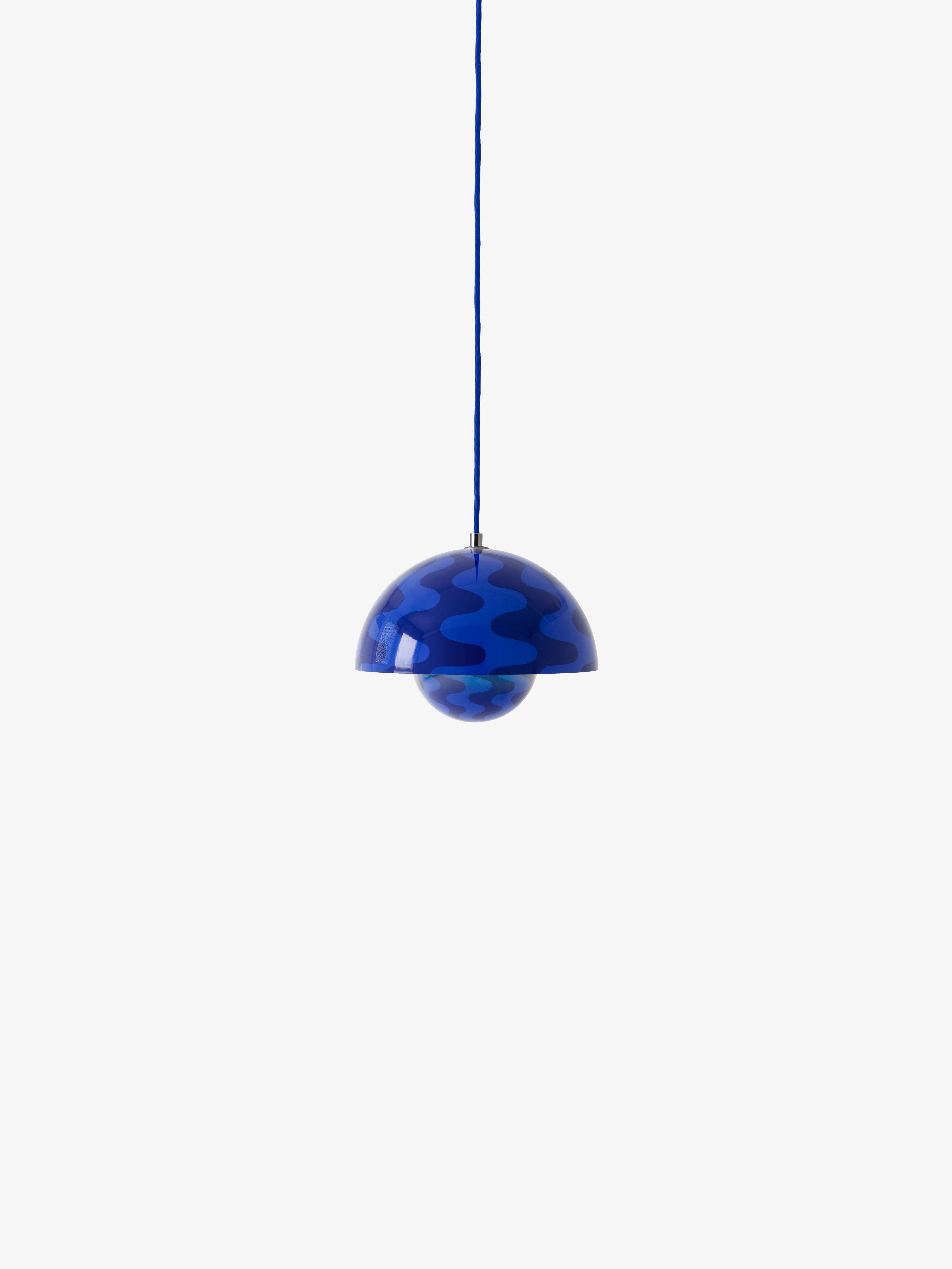 Pendelleuchte FLOWERPOT in blau-blauem Muster