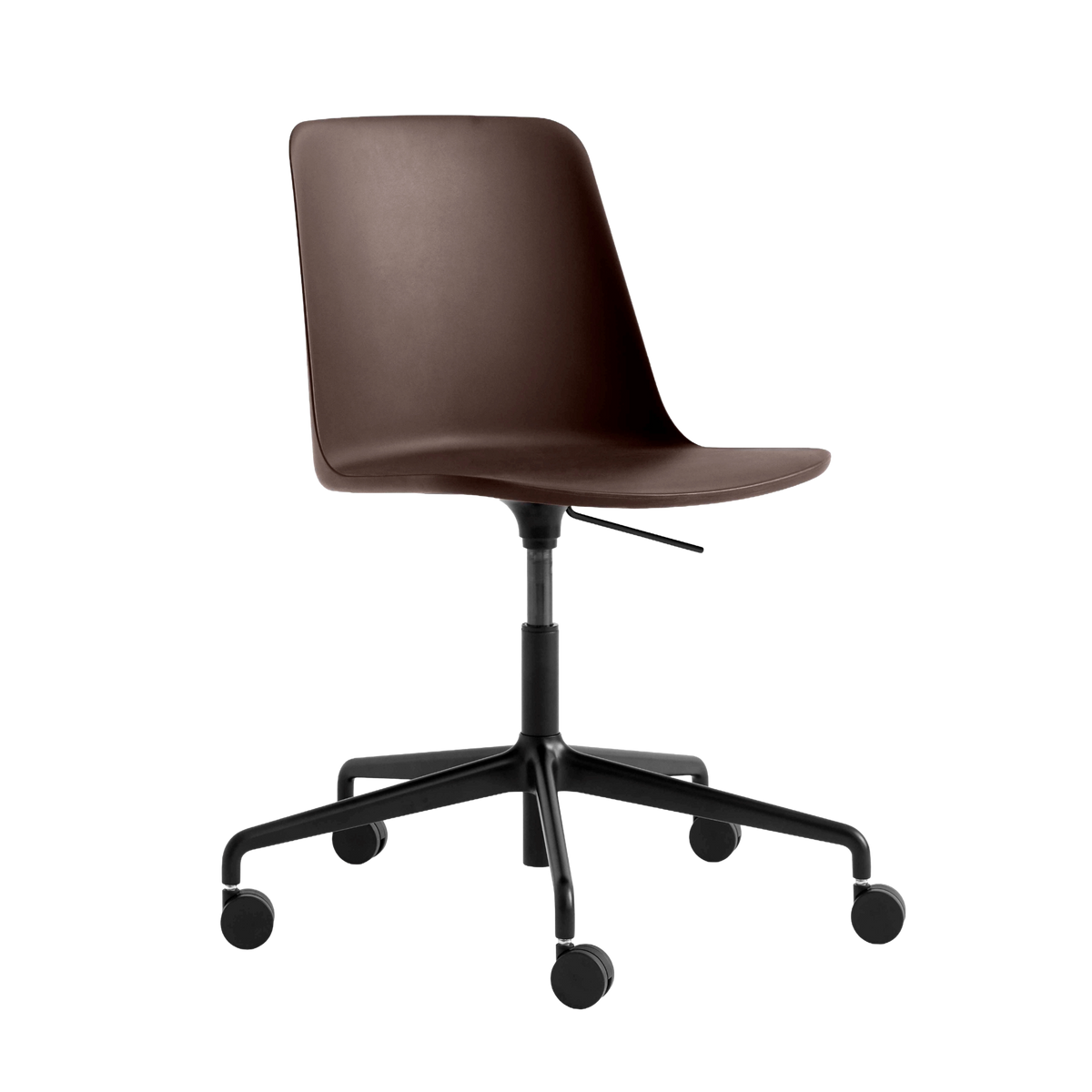 Bürostuhl RELY HW28 rostbraun mit schwarzem Aluminiumfuß und Rollen