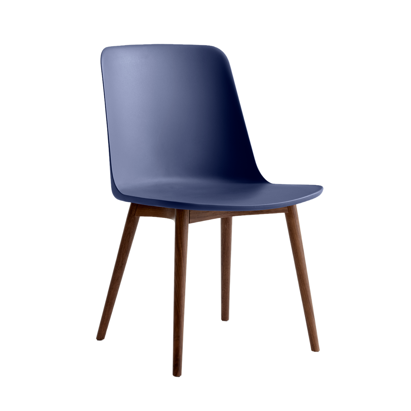 Stuhl RELY HW71 navyblau mit Nussbaumfuß