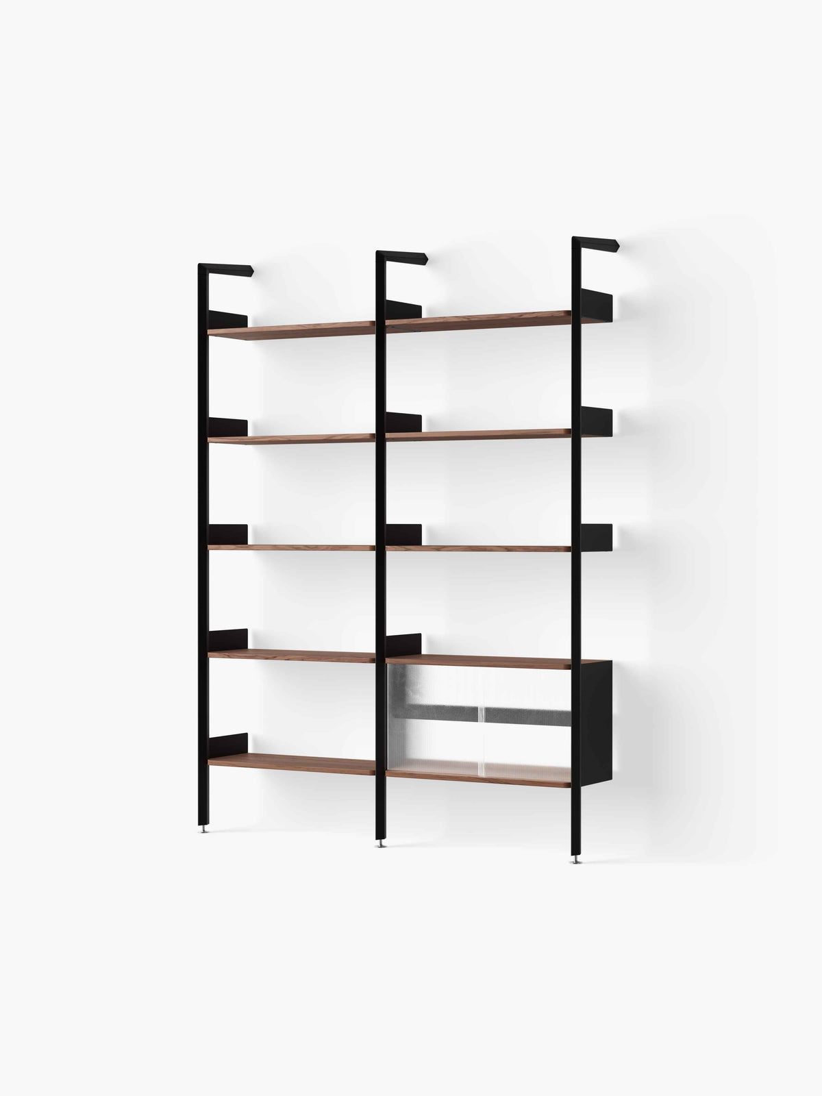 Modularregal ROMBE in Anthrazit mit Nussbaumholz