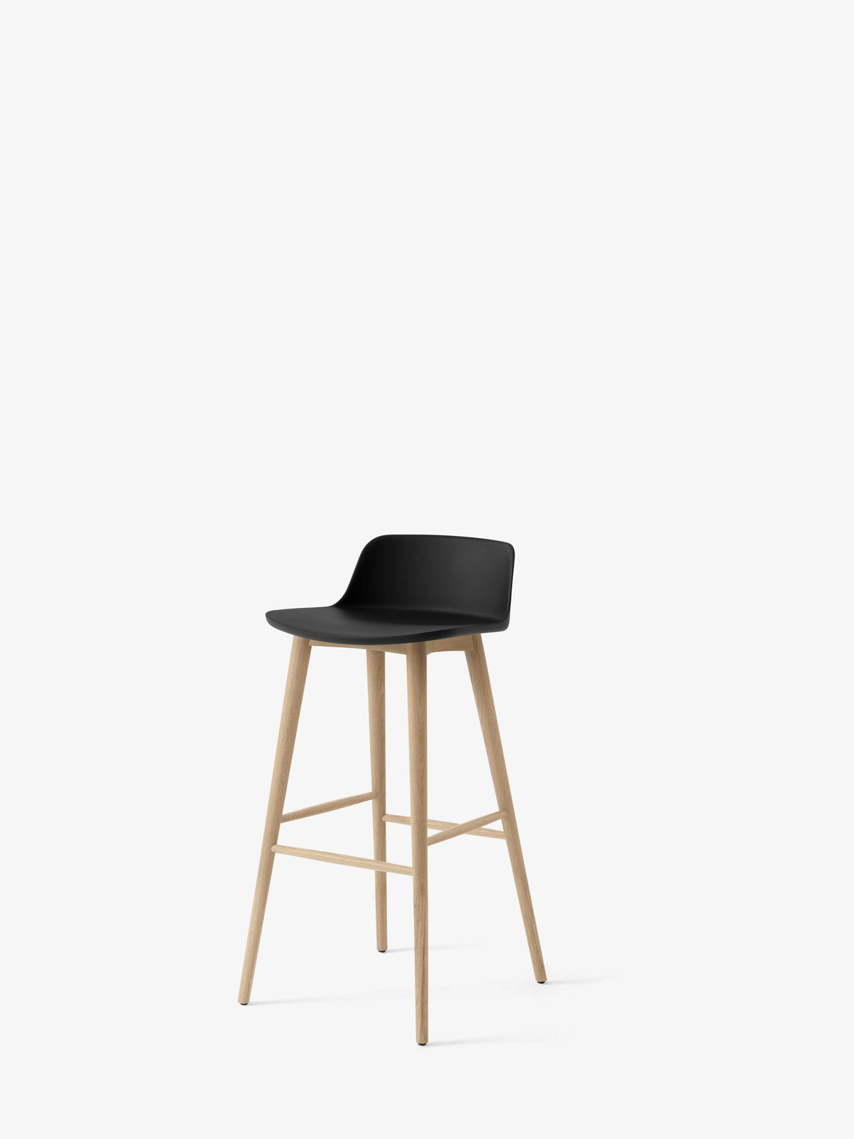 Hocker RELY schwarz mit Eichenbasis