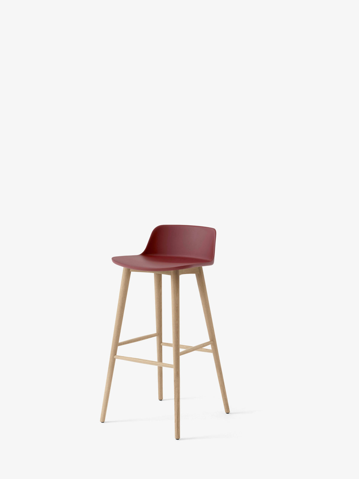 Hocker RELY rotbraun mit Eichenbasis