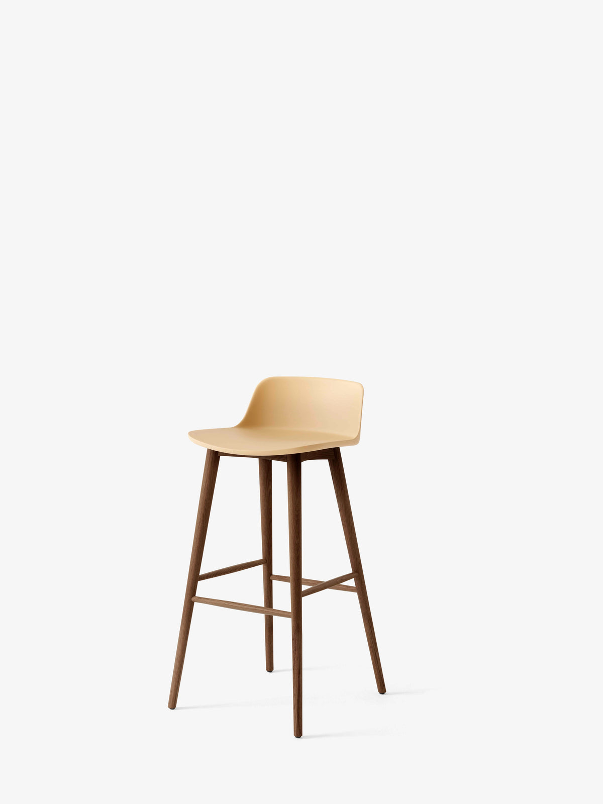 Hocker RELY sandfarben mit Nussbaumfuß