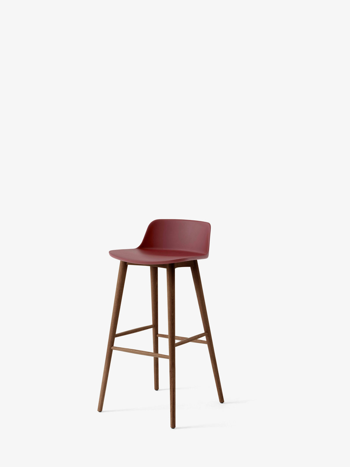 Hocker RELY rotbraun mit Nussbaumfuß