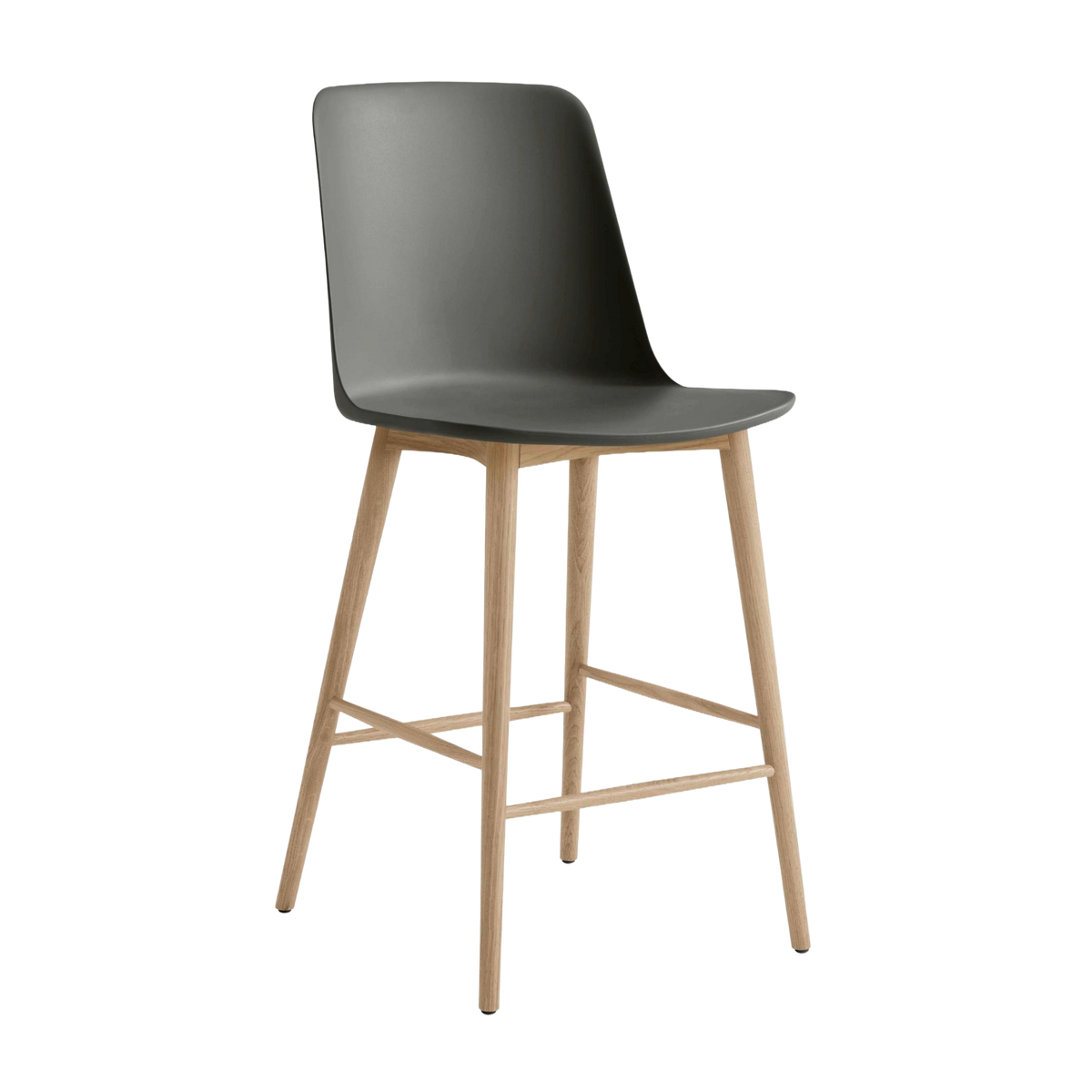 Barhocker RELY in Graphit mit Eichenbasis
