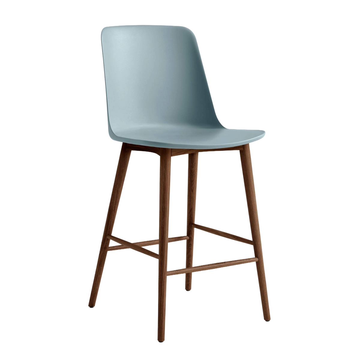 Barhocker RELY himmelblau mit Nussbaumfuß