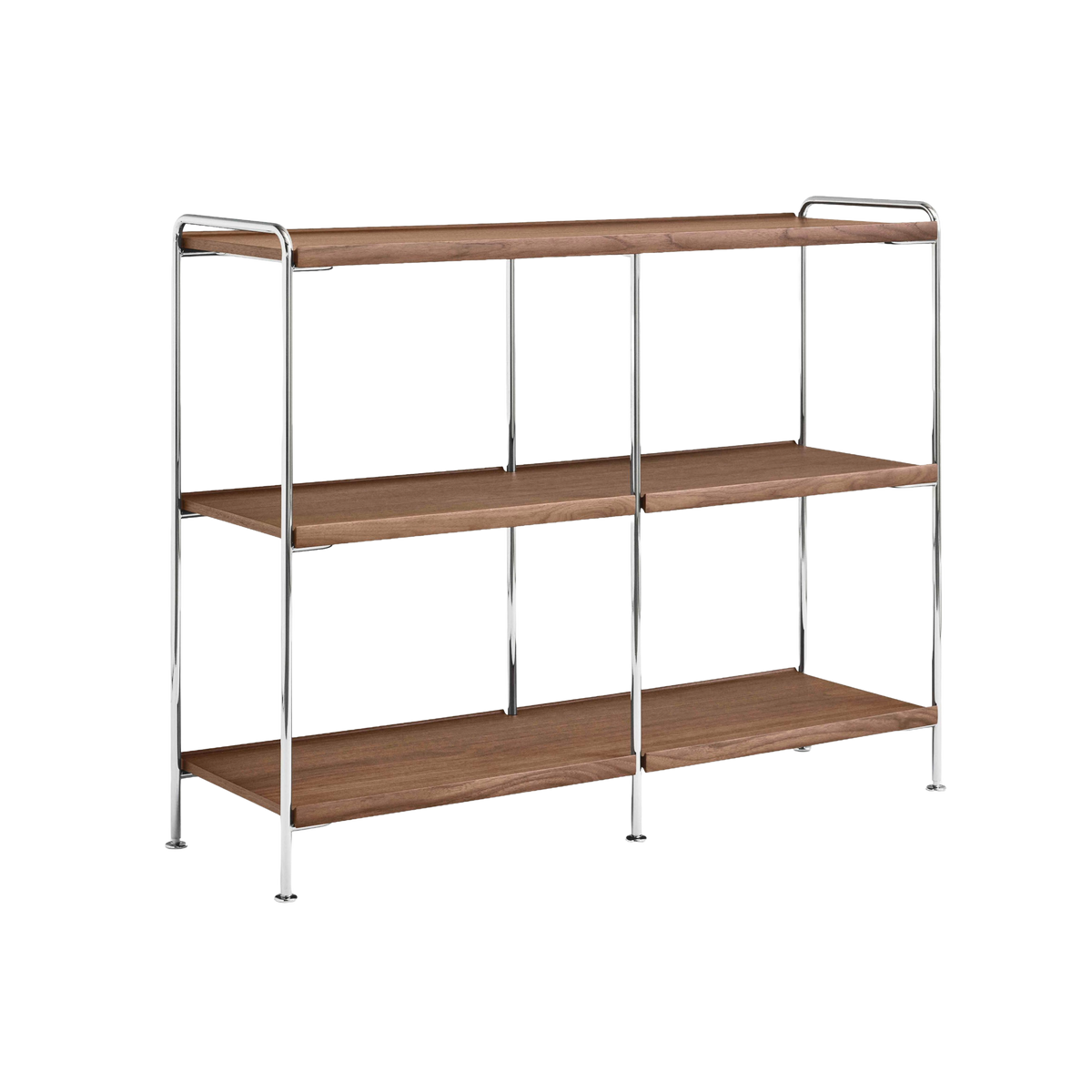 Regal ALIMA NDS5 verchromt mit Nussbaumholz