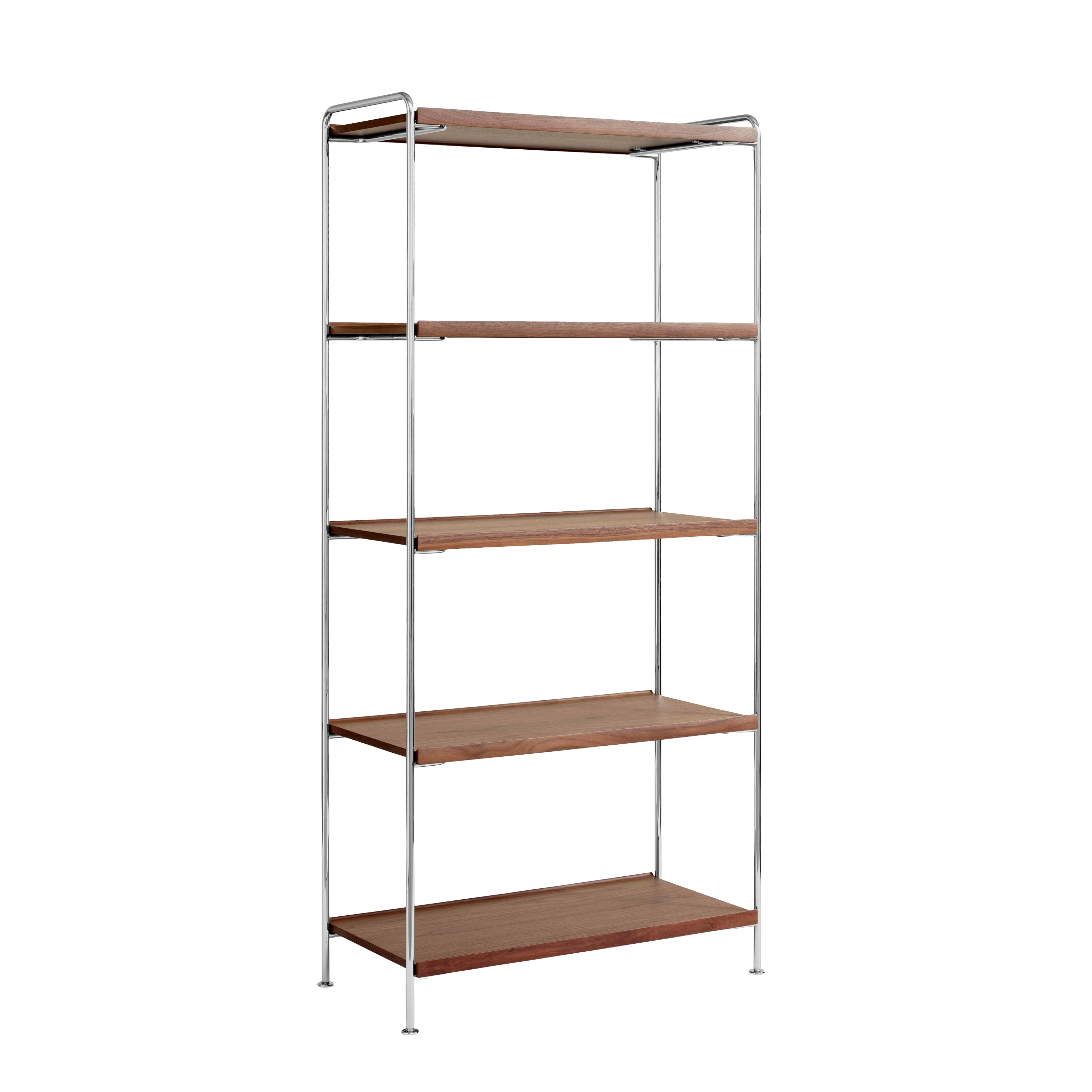 Regal ALIMA NDS6 verchromt mit Nussbaumholz