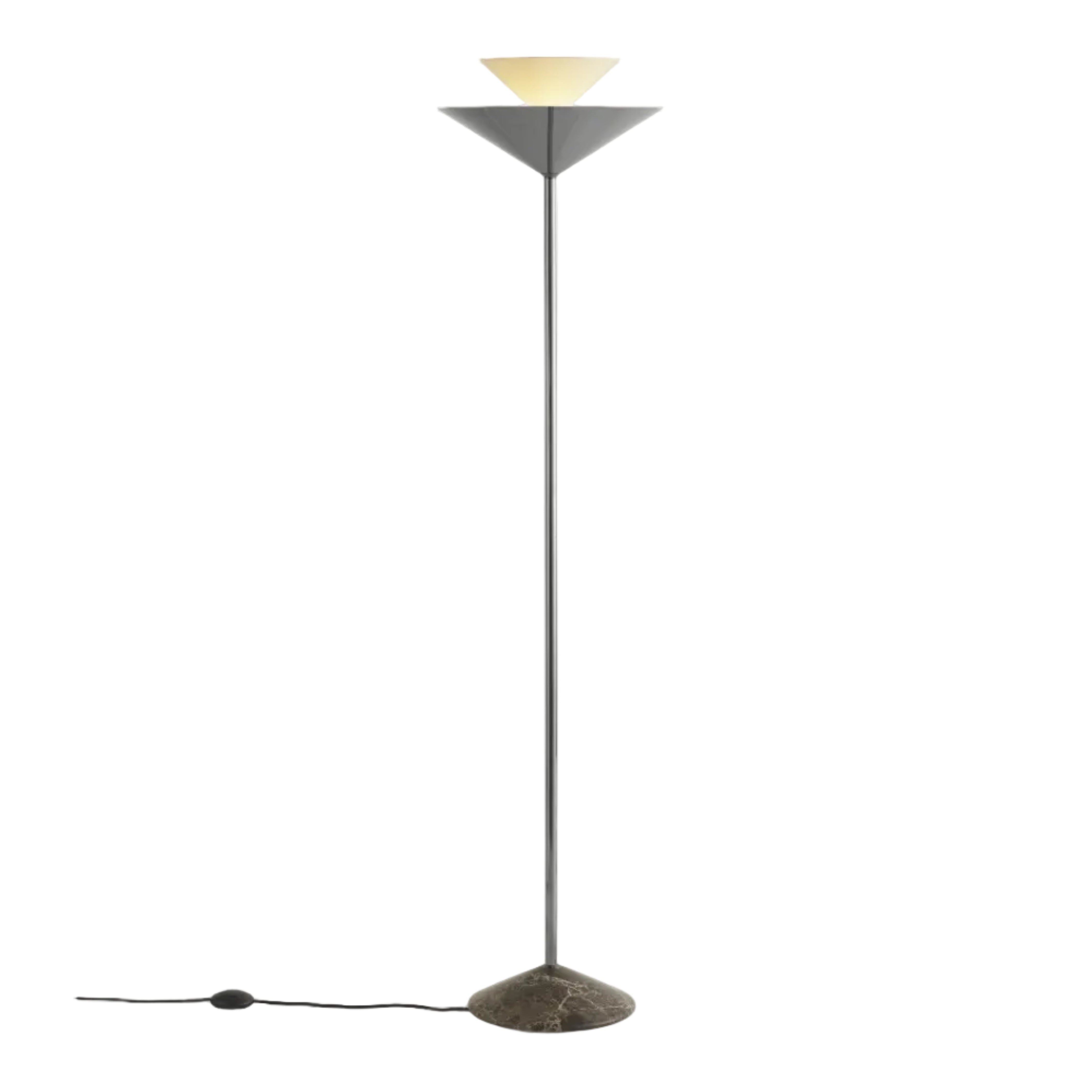 Stehlampe GIO LN28 verchromt mit braunem Marmorsockel