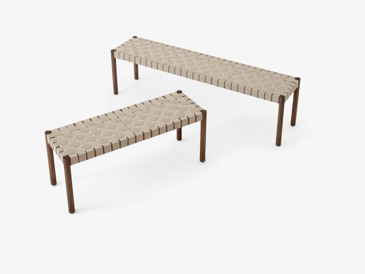 Bank BETTY, beige gewebter Sitz mit schwarz lackierter Esche