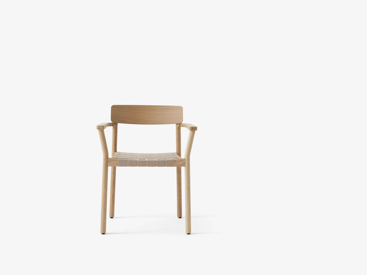 Sessel mit Armlehnen BETTY TK9, beige, gewebter Sitz mit rauchgeöltem Eichenholz