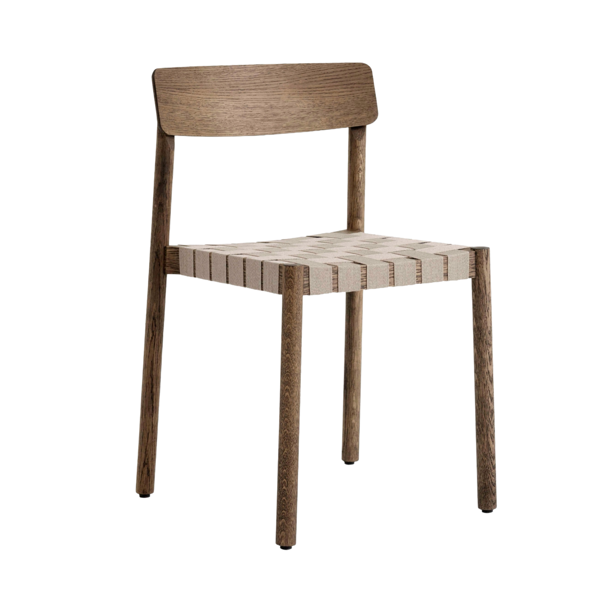 Stuhl BETTY TK1 mit beigem gewebtem Sitz und geräucherter geölter Eiche