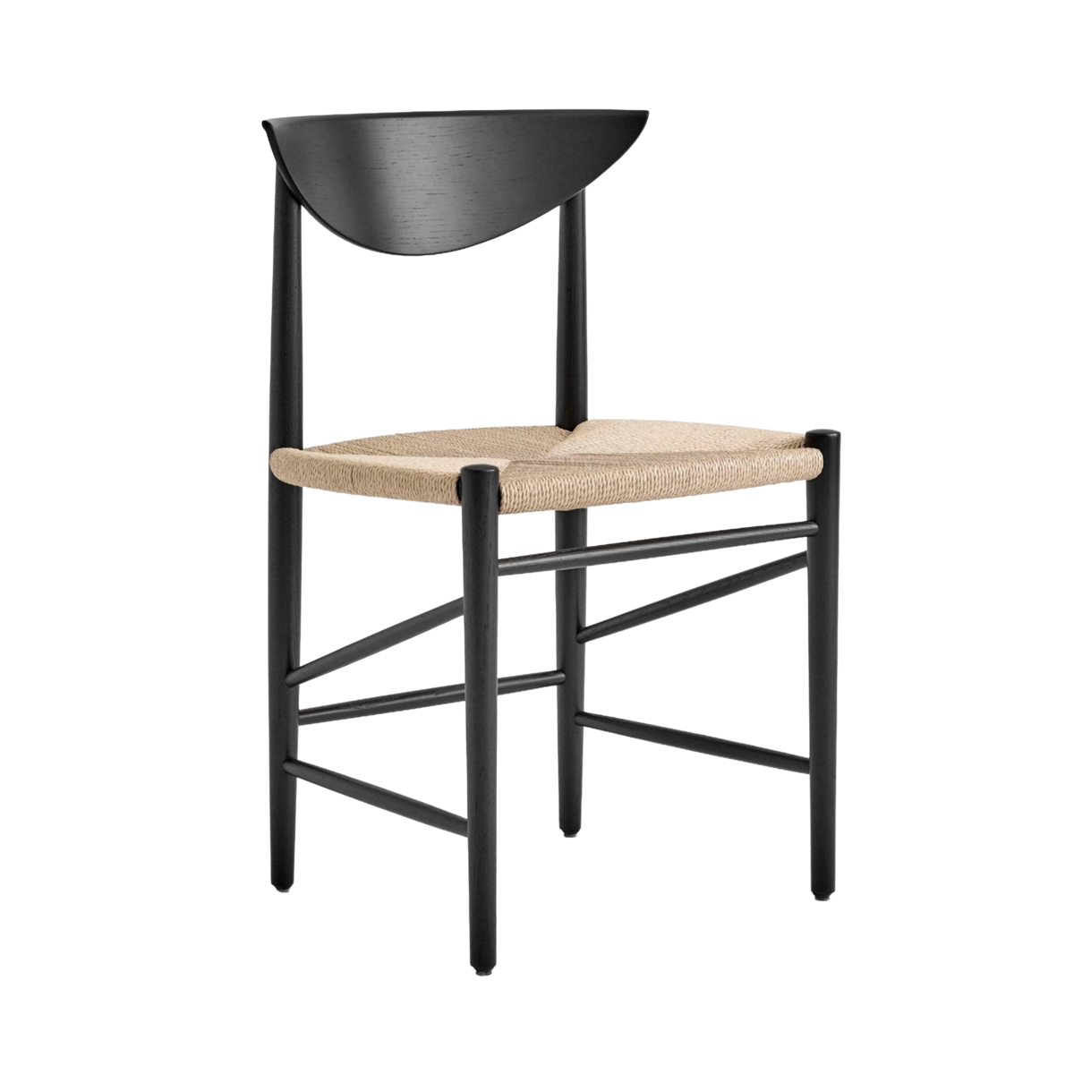 Stuhl DRAWN HM3 schwarz lackierte Eiche mit gewebtem Sitz
