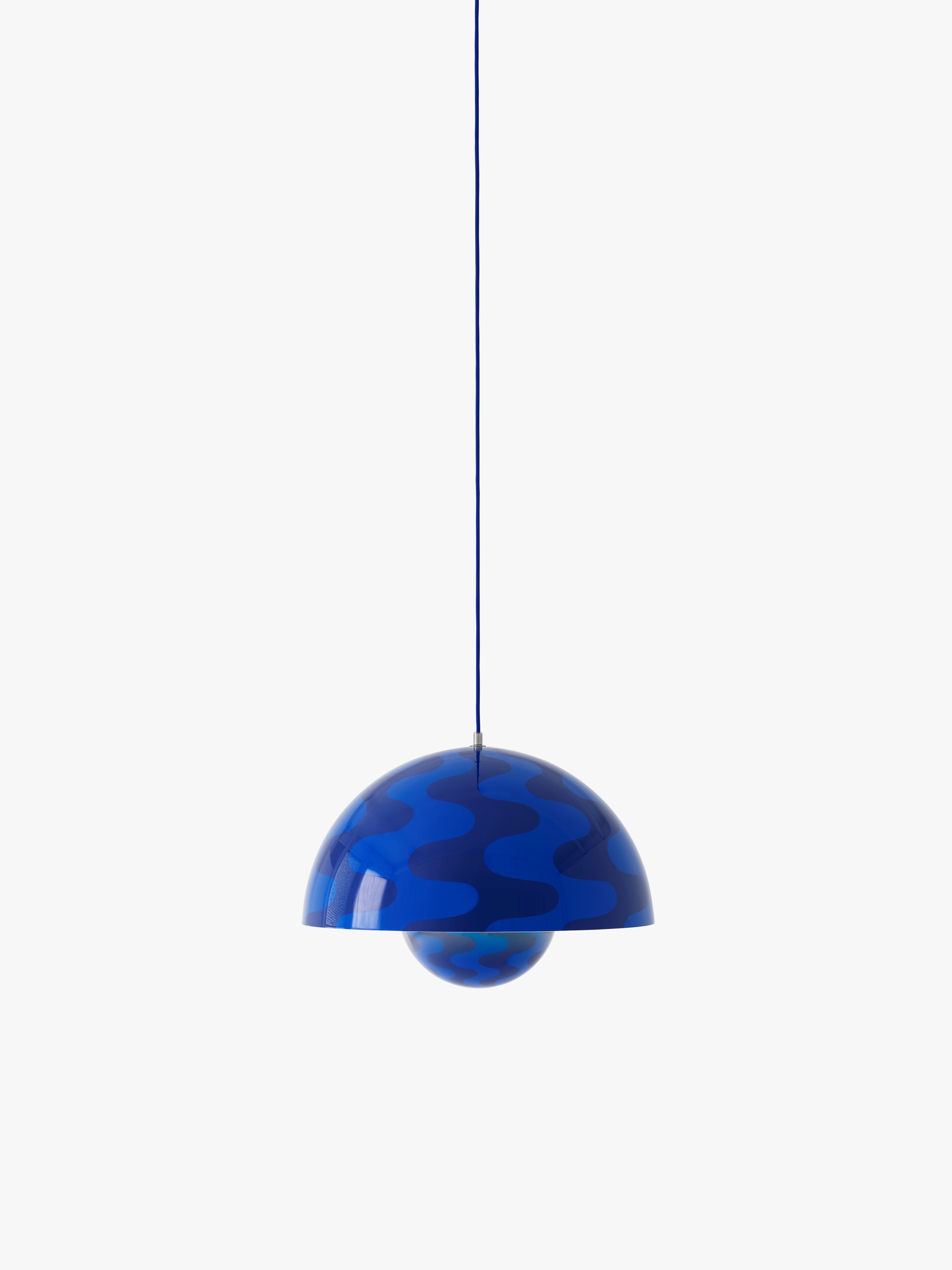 Pendelleuchte FLOWERPOT in blau-blauem Muster