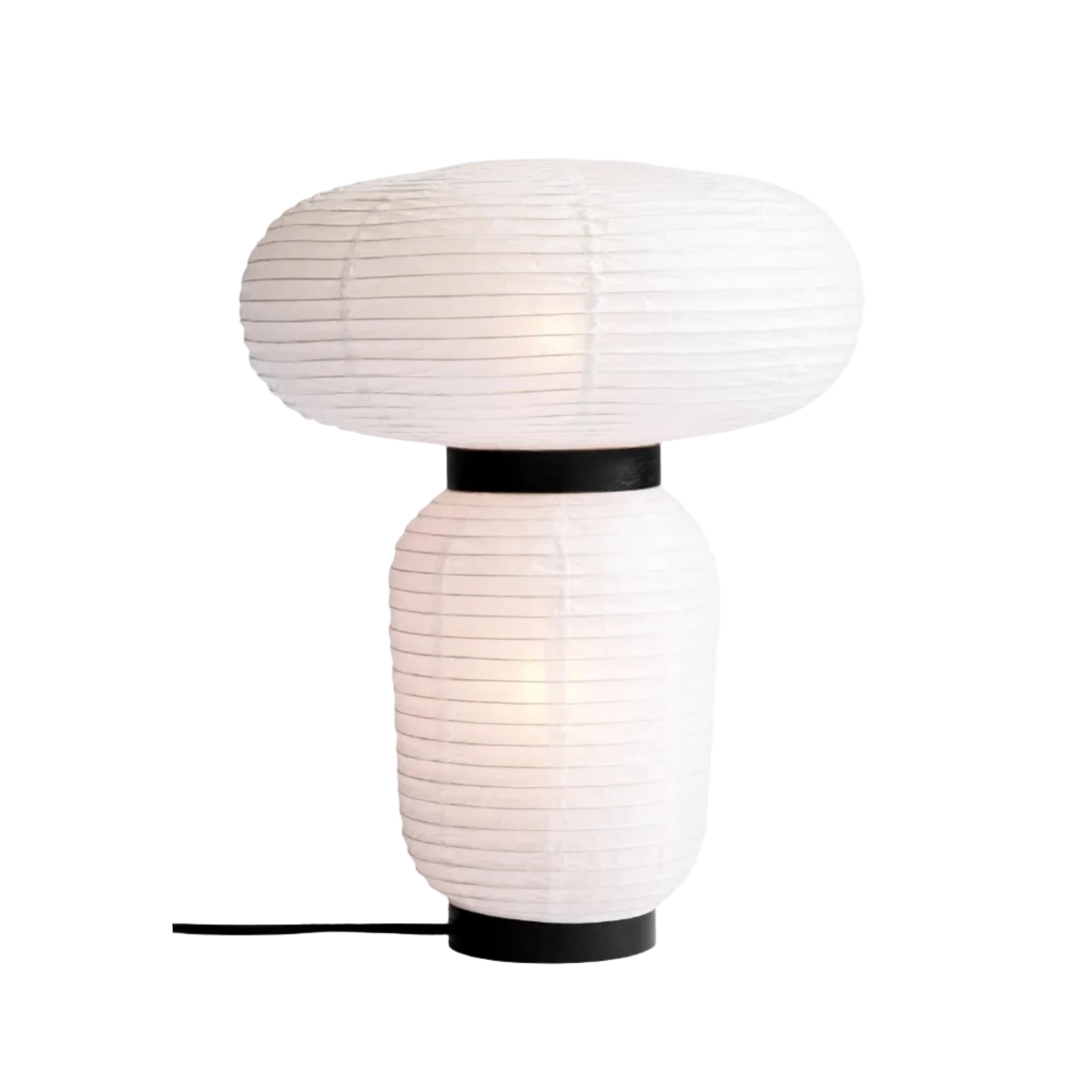 Tischlampe FORMAKAMI JH18 mit weißem Papierschirm und schwarzem Eichenfinish