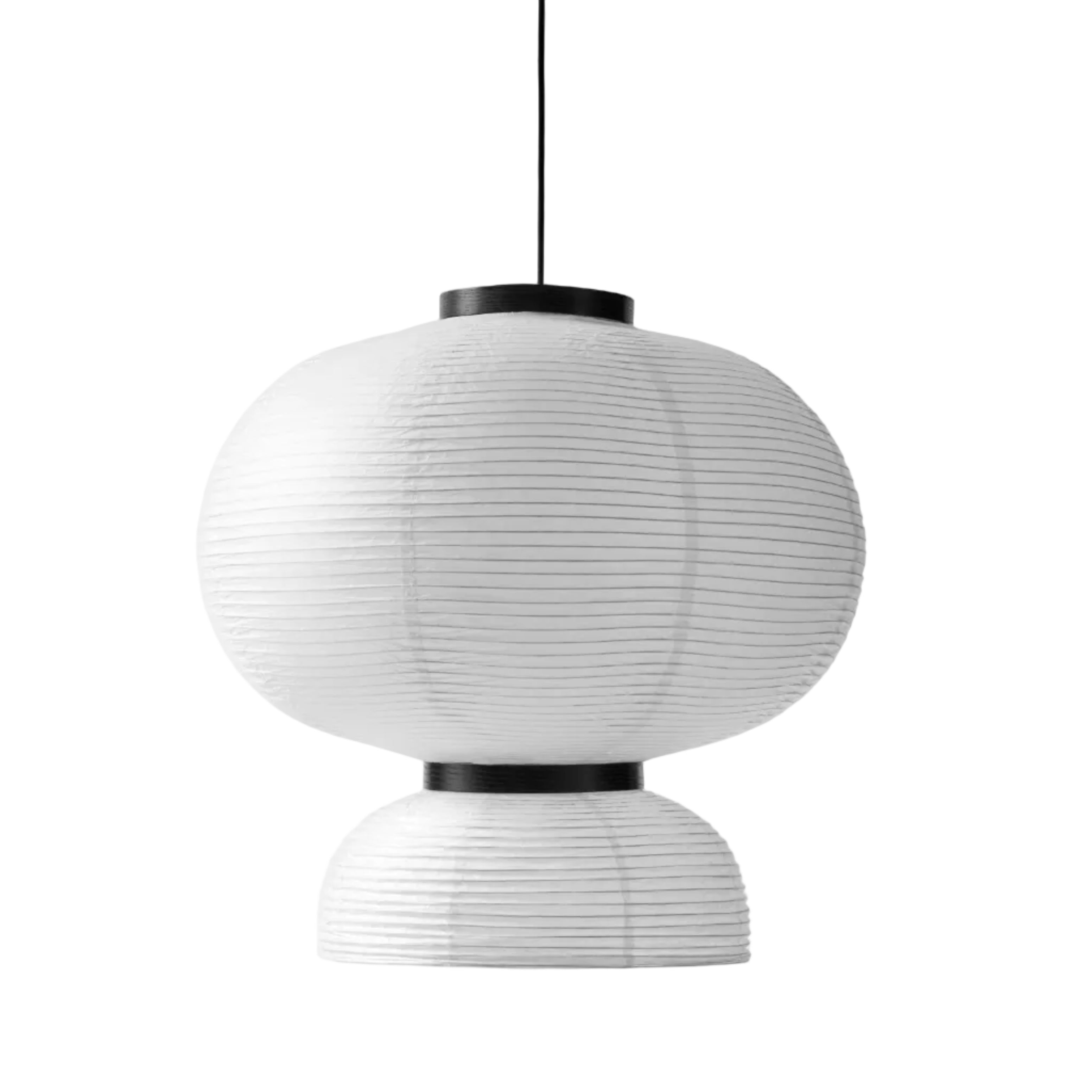 Hängelampe FORMAKAMI JH5 mit weißem Papier-Schirm und schwarzem Eichen-Finish