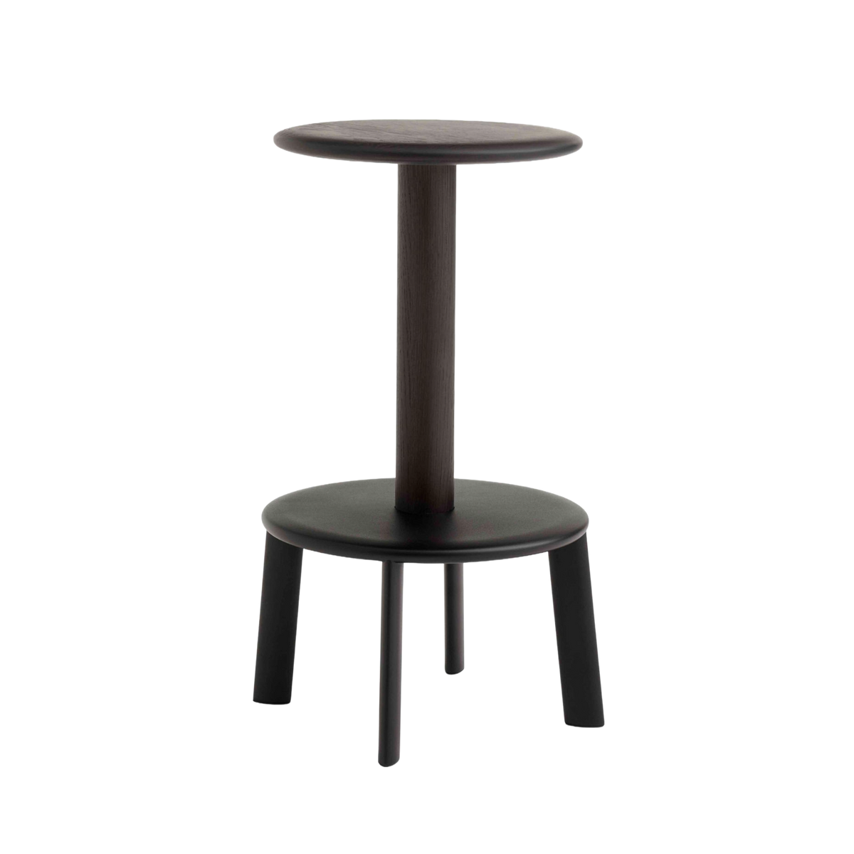 Hocker MASSIF schwarz lackierte Eiche mit Stahlbasis