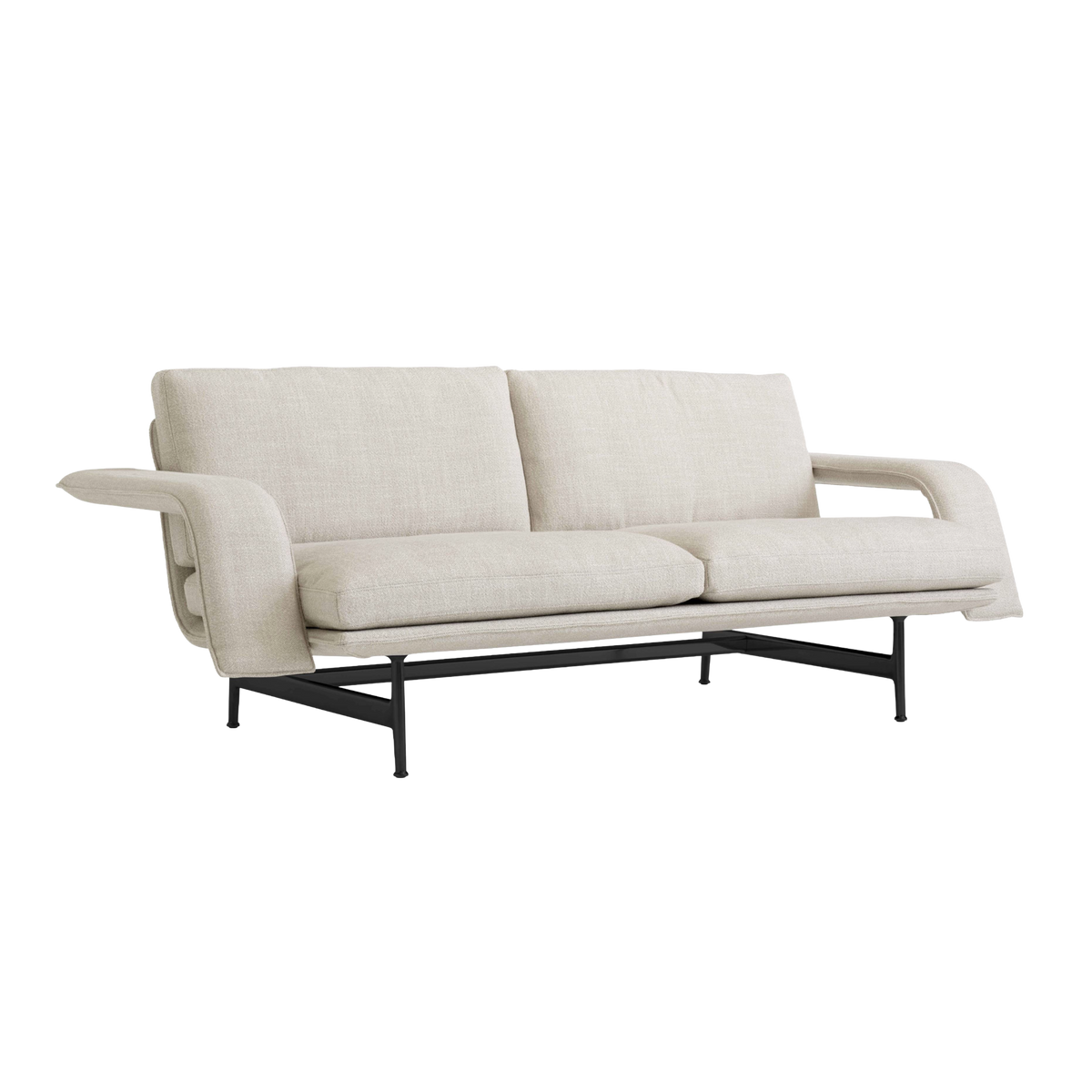 2-Sitzer Sofa MEANTIME AV30 mit gepolstertem Bezug und schwarzem Gestell