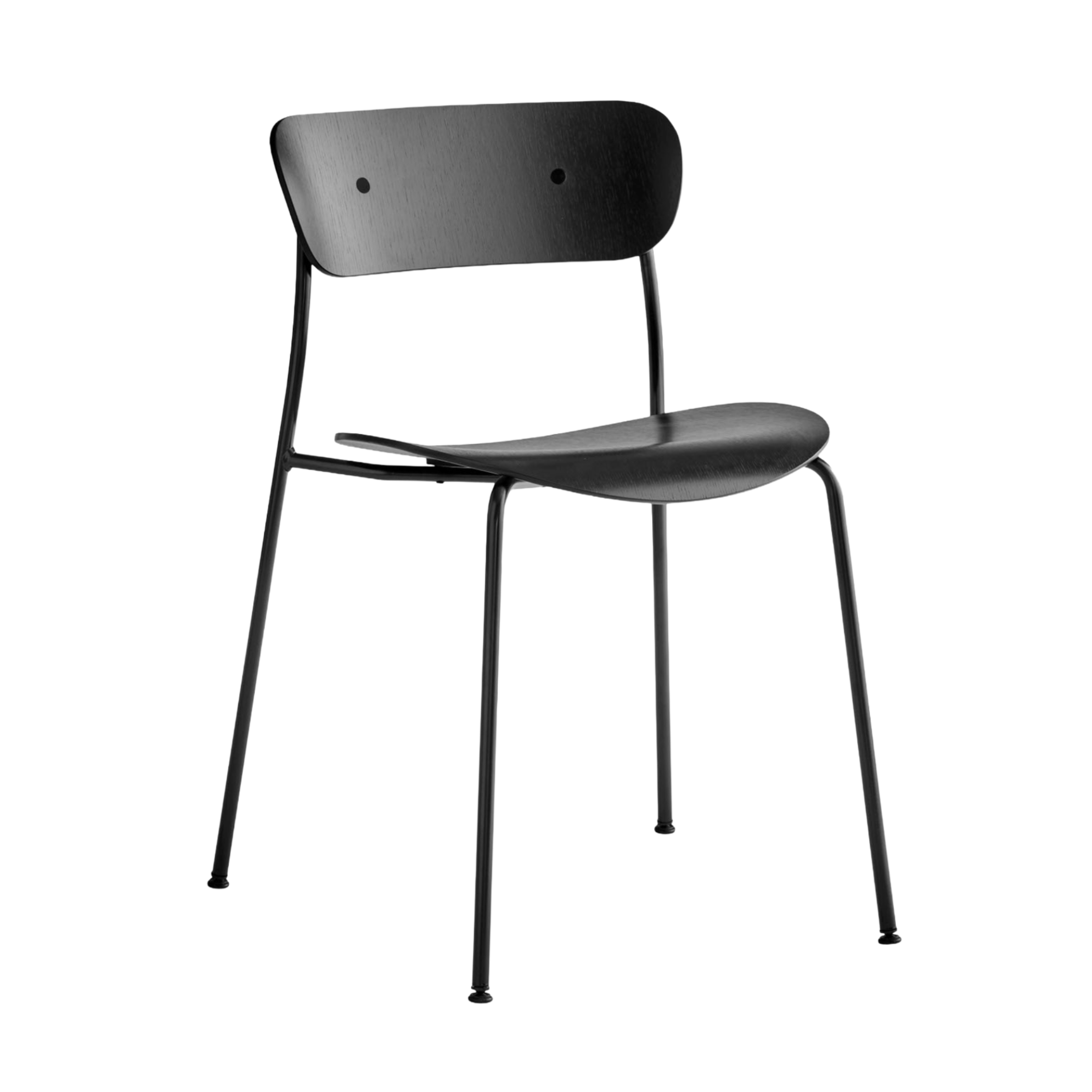 Stuhl PAVILION AV1 in schwarz lackierter Eiche mit schwarzem Gestell