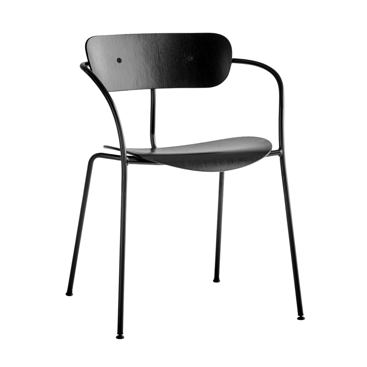 Stuhl mit Armlehnen PAVILION AV2 schwarz lackierte Eiche mit schwarzem Gestell
