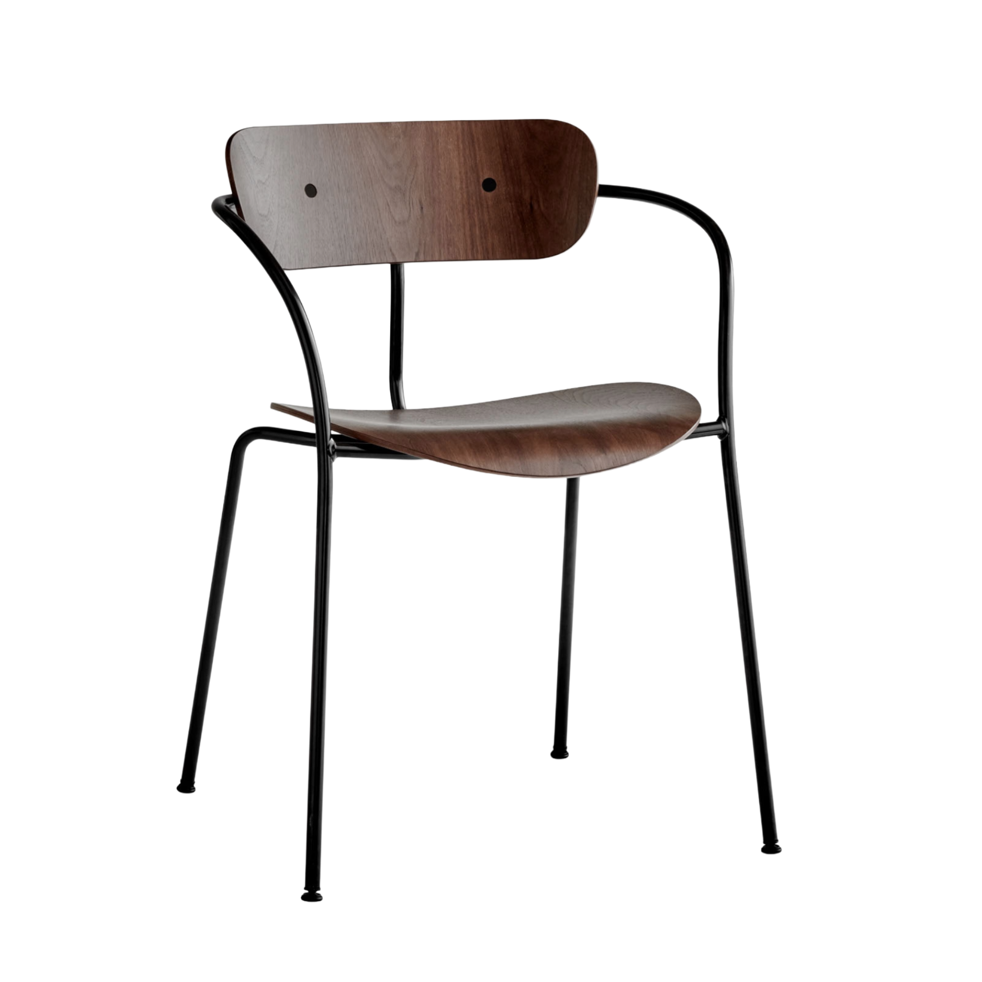 Sessel mit Armlehnen PAVILION AV2 lackierte Nussbaum mit schwarzem Gestell
