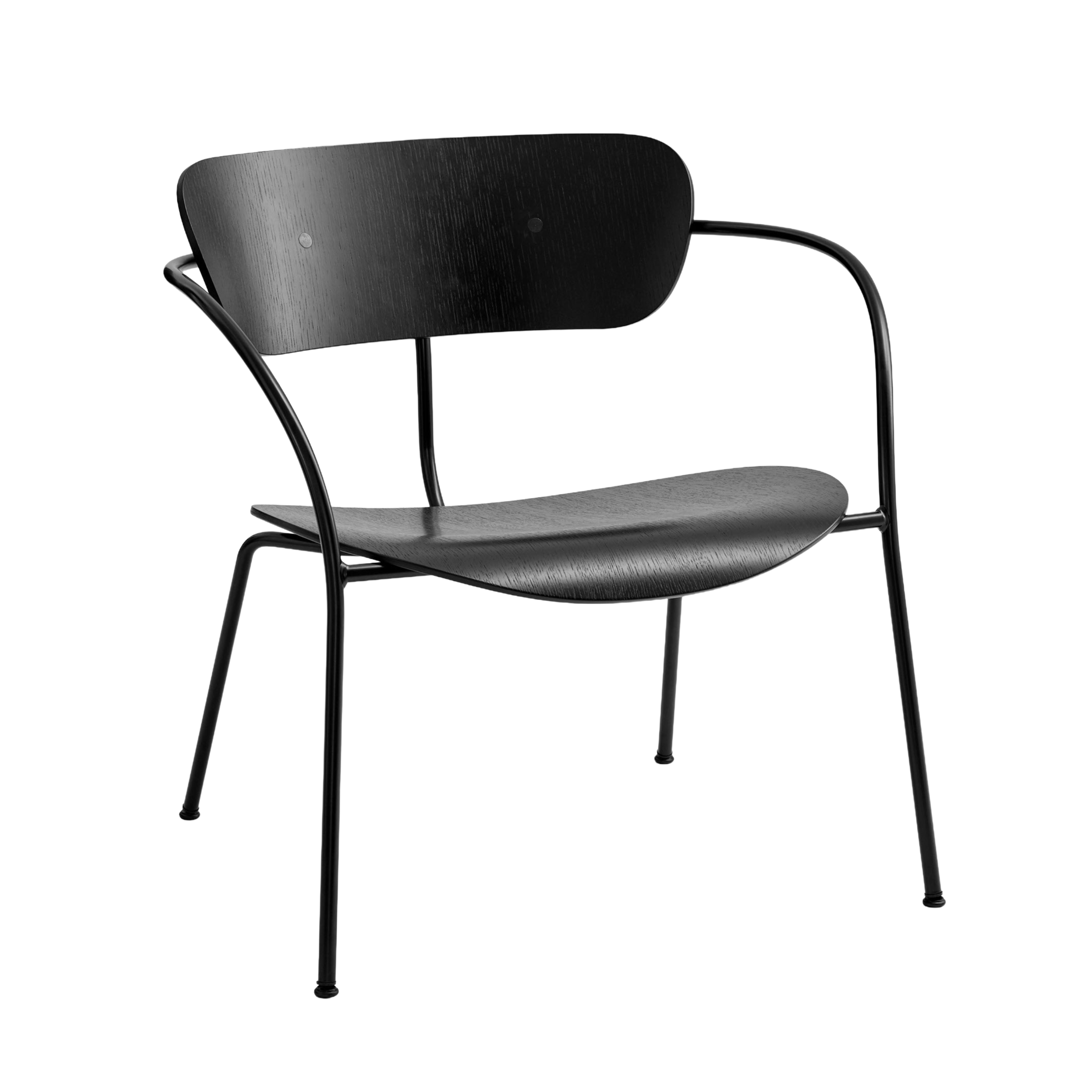 Sessel mit Armlehnen PAVILION AV5 schwarz lackierte Eiche mit schwarzem Fuß