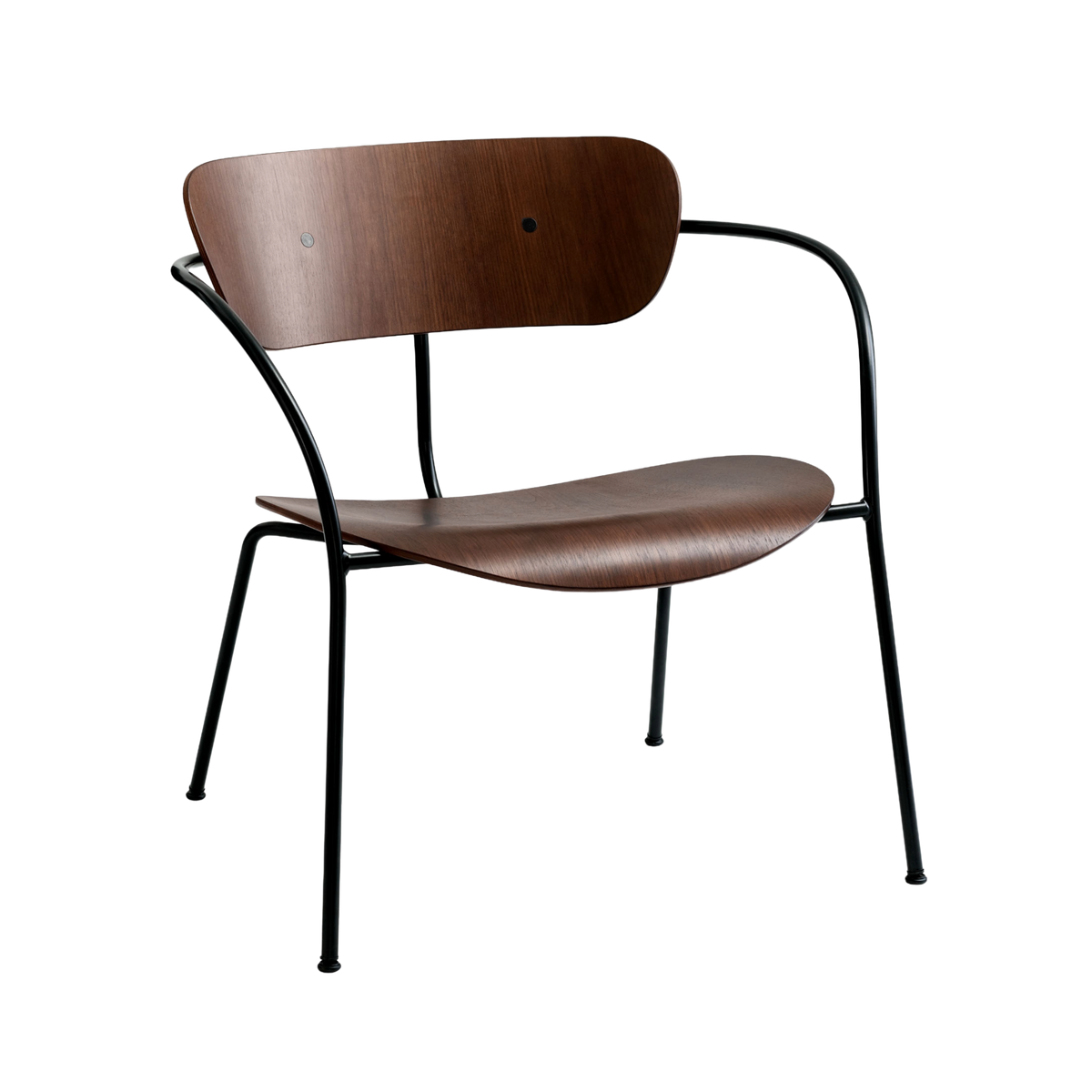 Sessel mit Armlehnen PAVILION AV5 lackierte Nuss mit schwarzem Fuß