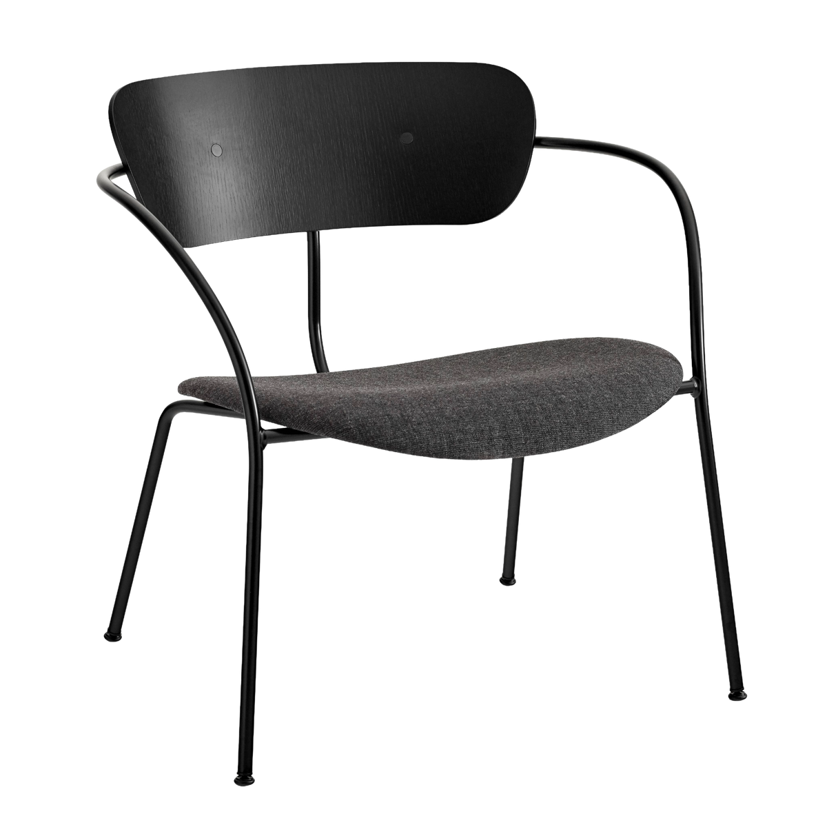 Sessel PAVILION AV6 schwarzer lackierter Eiche mit gepolstertem Sitz und schwarzem Gestell