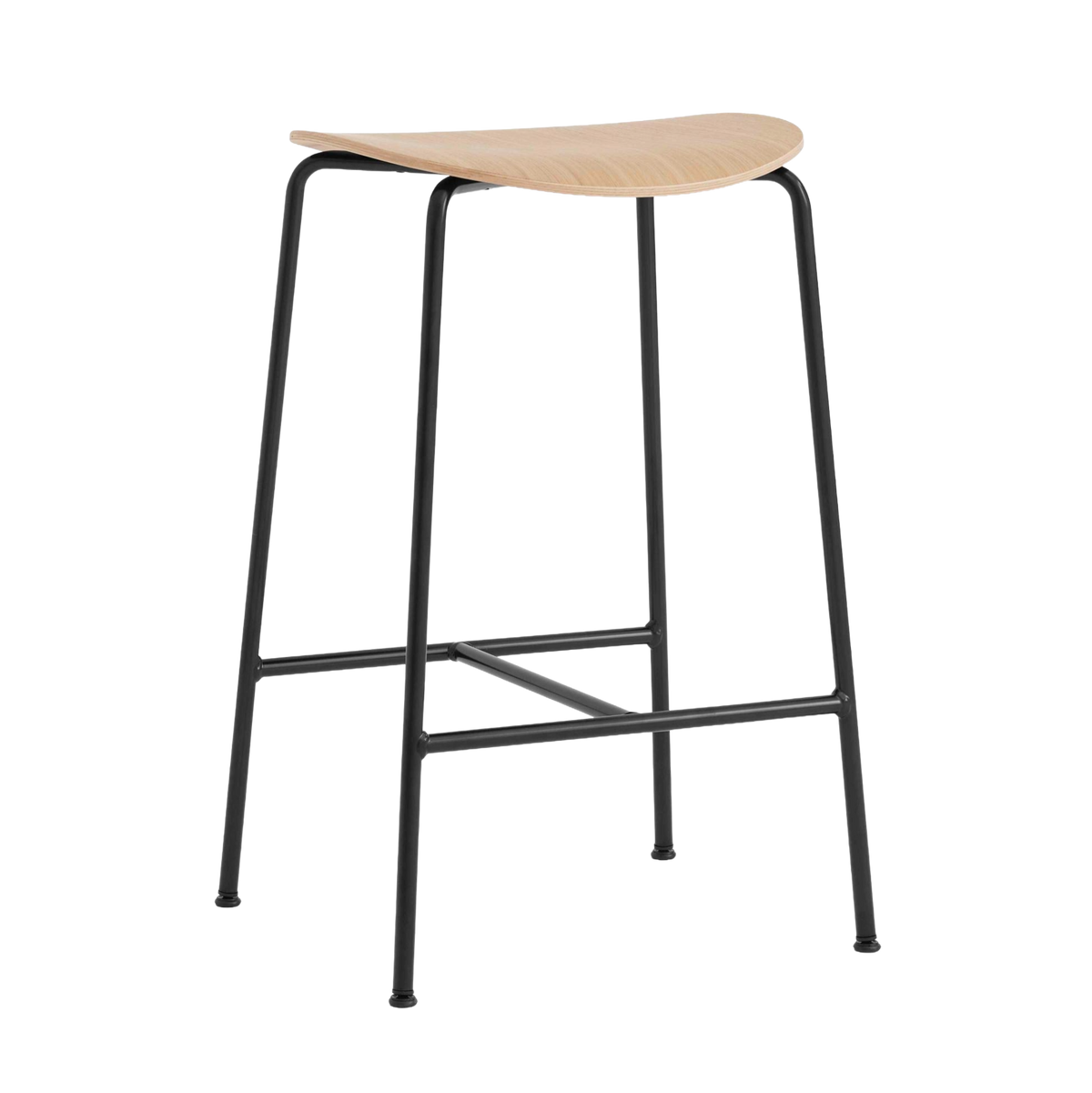 Hocker PAVILION Eichenholz mit schwarzem Stahlgestell