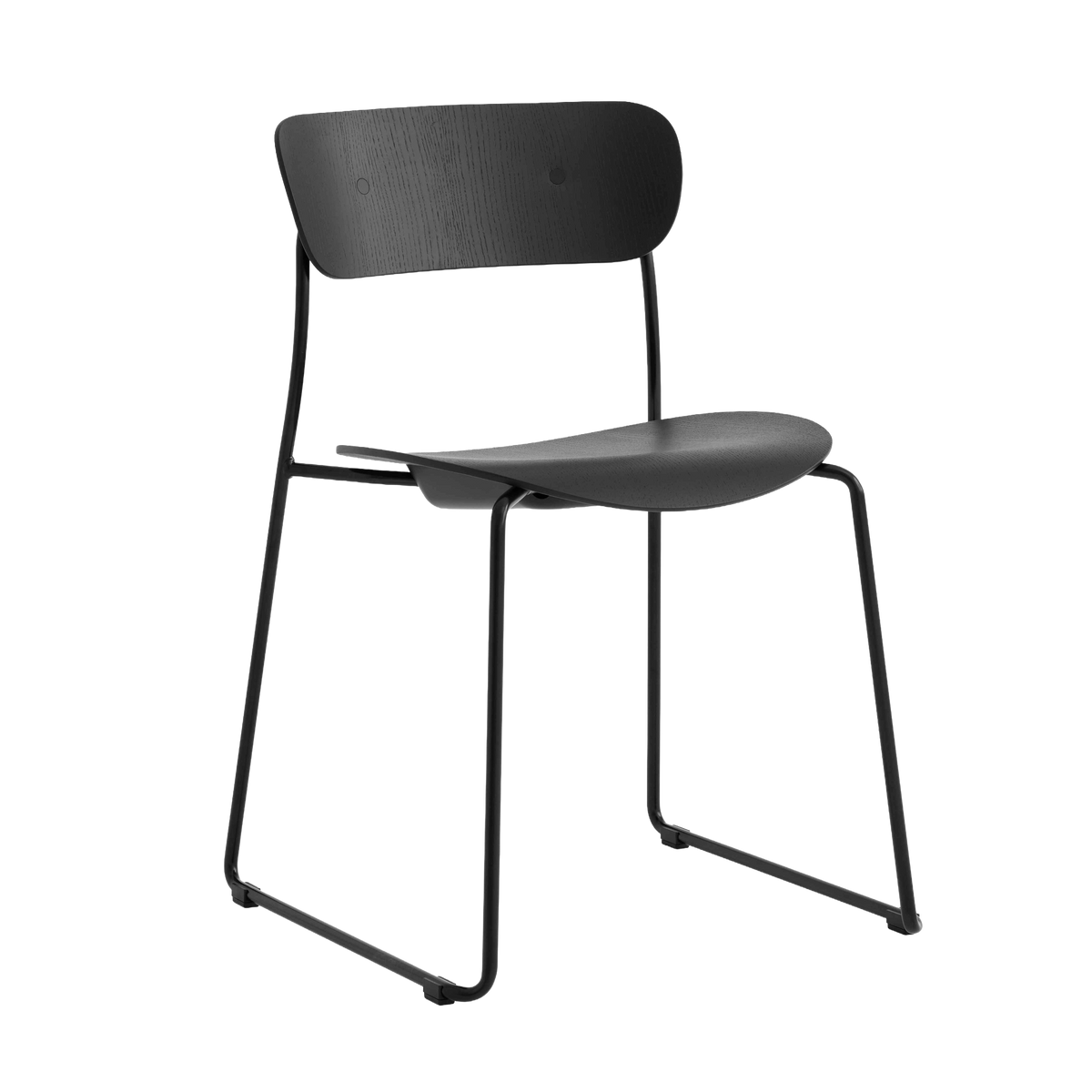 Stuhl PAVILION AV51 schwarz lackierte Eiche mit schwarzem Gestell