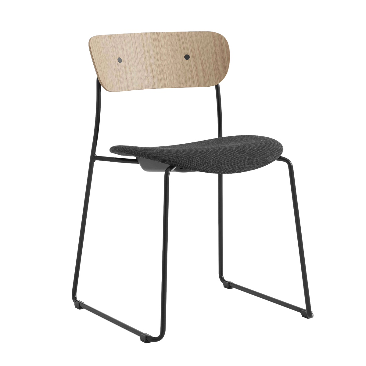 Stuhl PAVILION AV52 lackierte Eiche mit gepolstertem Sitz und schwarzem Gestell