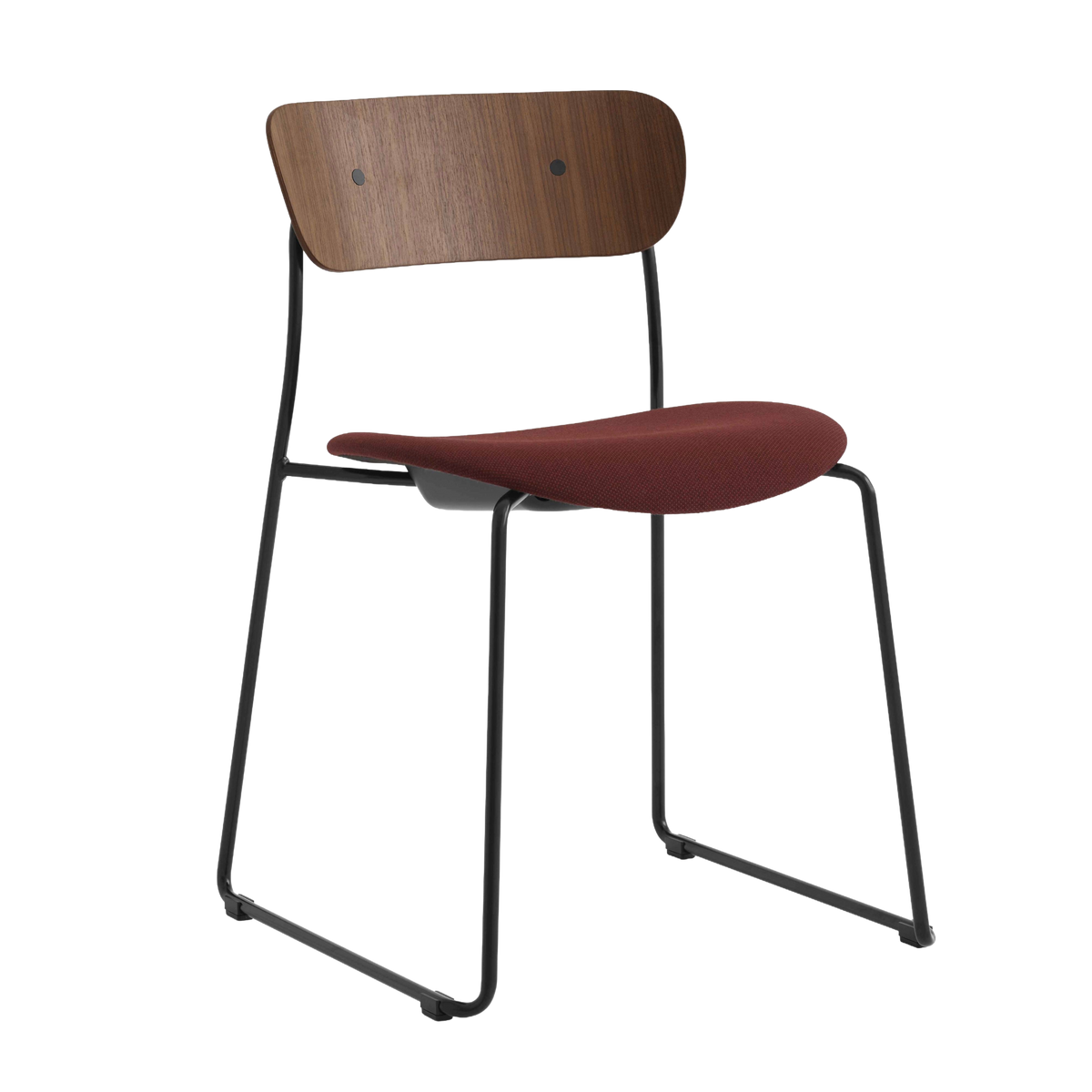 Stuhl PAVILION AV52 lackierte Nuss mit gepolstertem Sitz und schwarzem Gestell