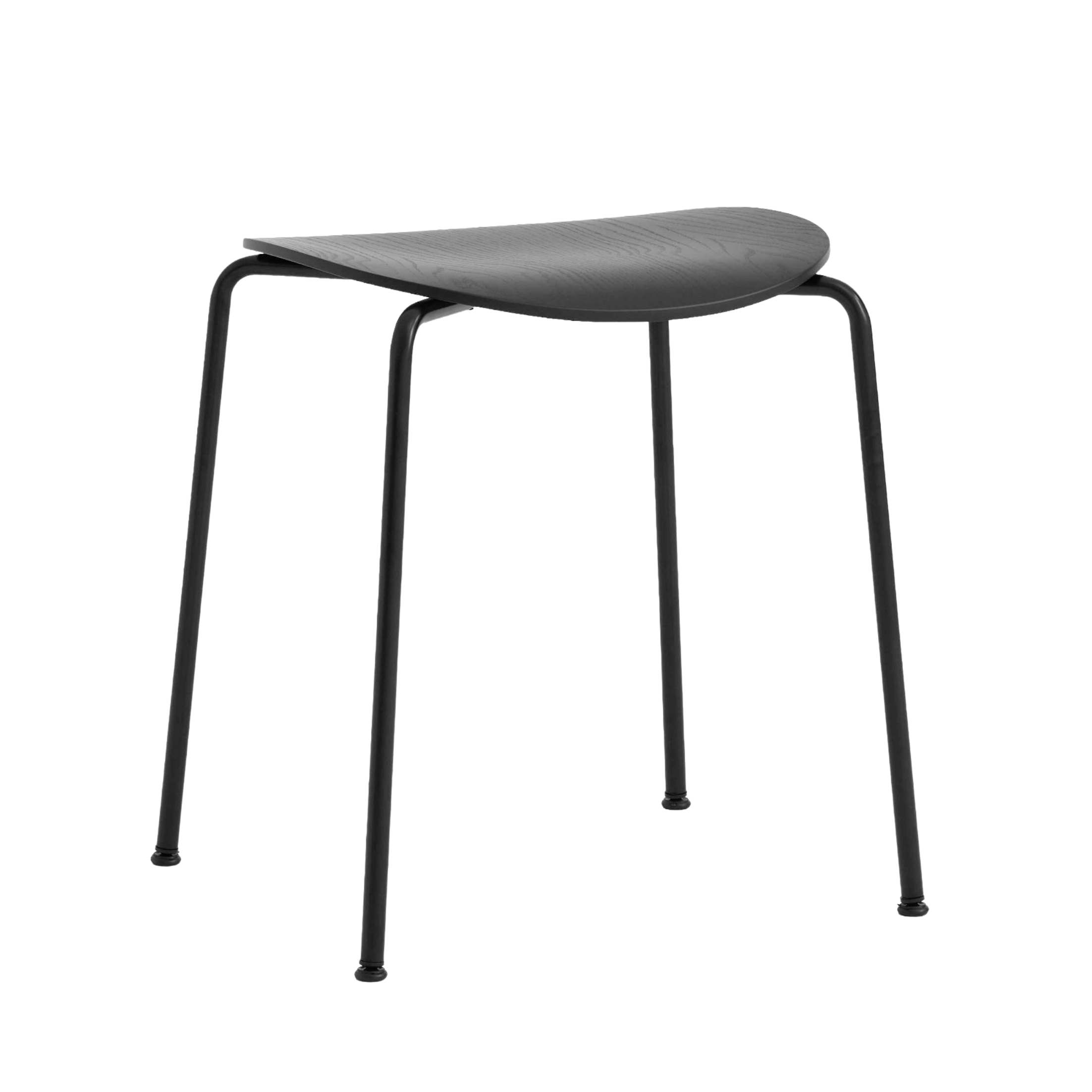 Hocker PAVILION AV36 aus schwarzem Eichenholz mit schwarzem Stahlgestell
