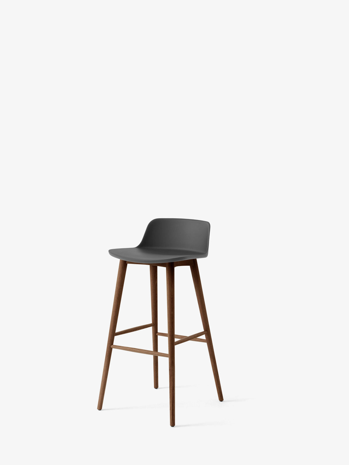 Hocker RELY graphitfarben mit Nussbaumfuß