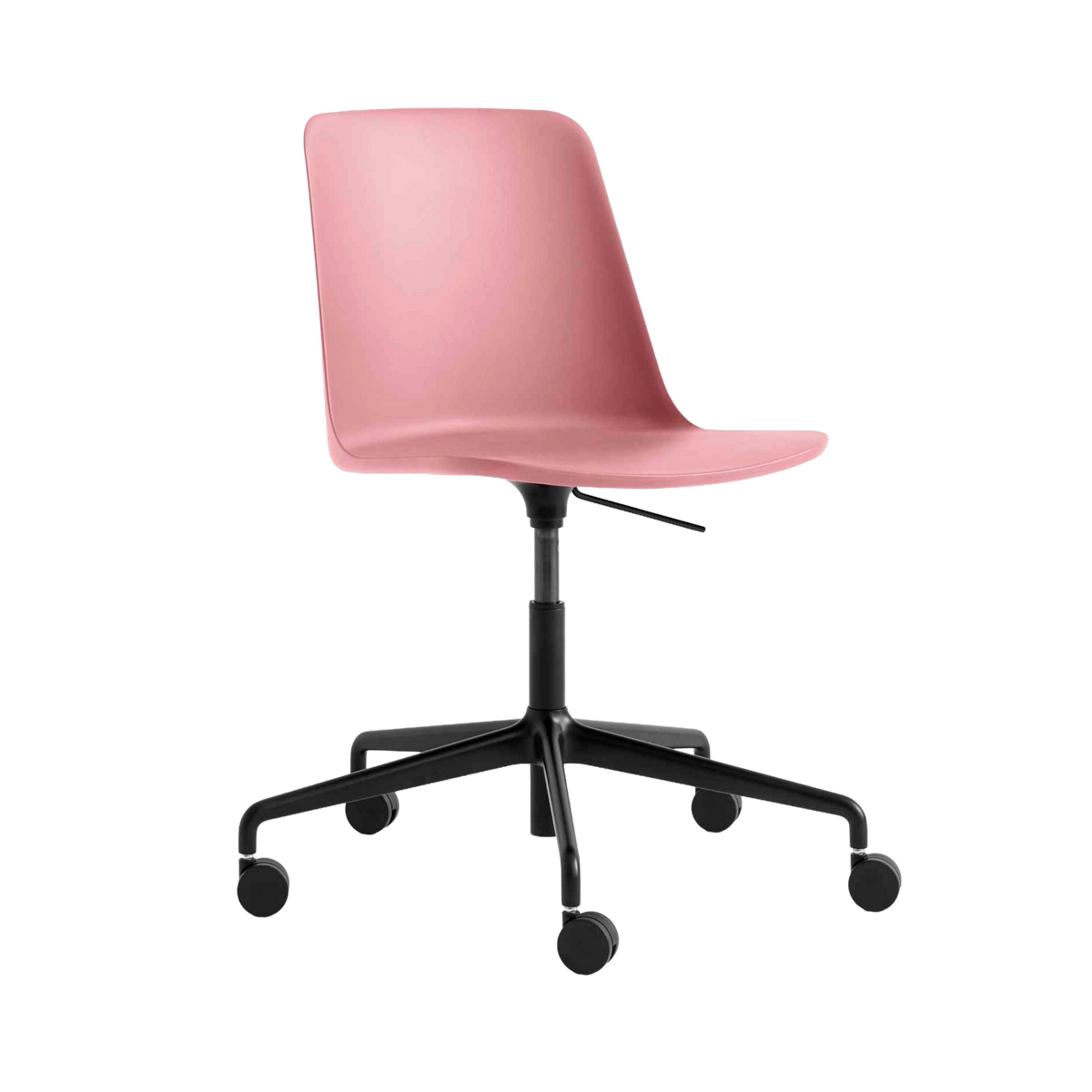 Bürostuhl RELY HW28 hellrosa mit schwarzem Aluminiumfuß und Rollen