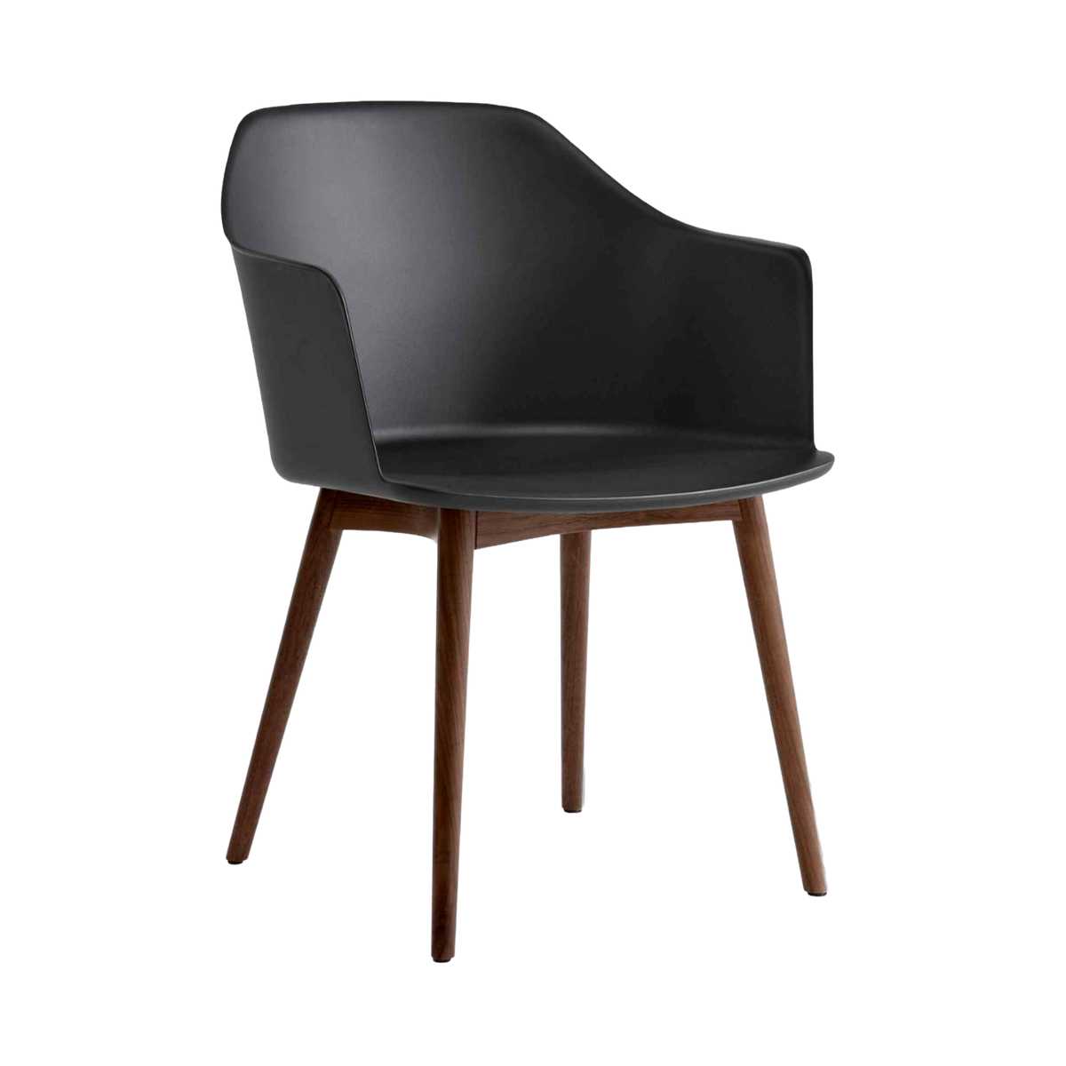 Sessel mit Armlehnen RELY HW76 schwarz mit Nussbaumbasis