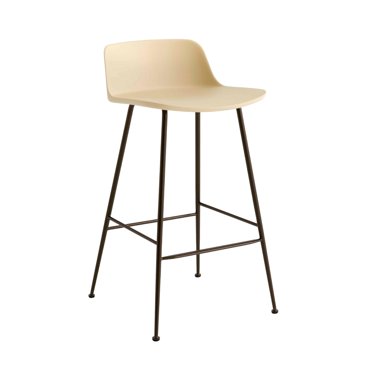 Hocker RELY sandfarben mit braunem Stahlgestell