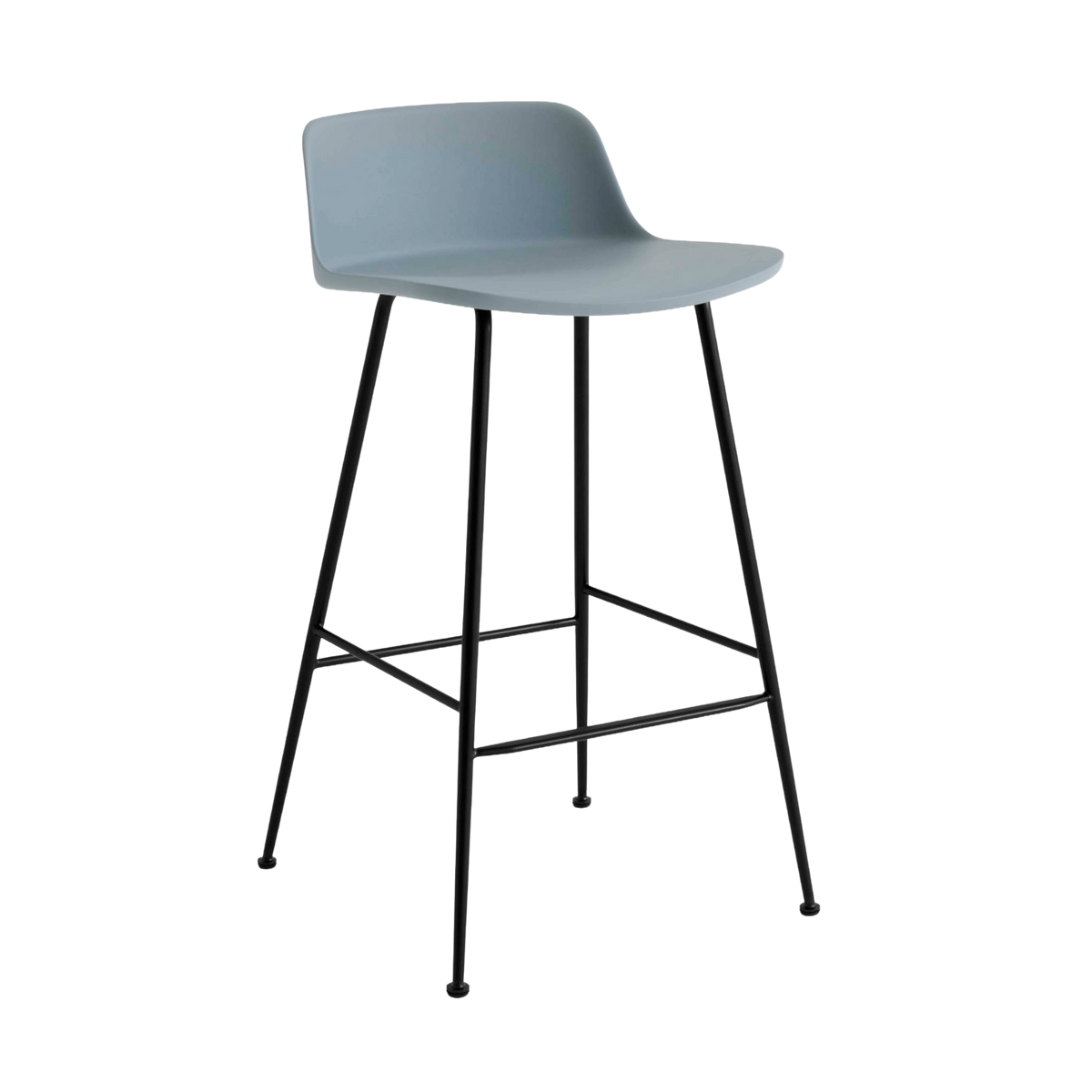 Hocker RELY himmelblau mit schwarzem Stahlgestell