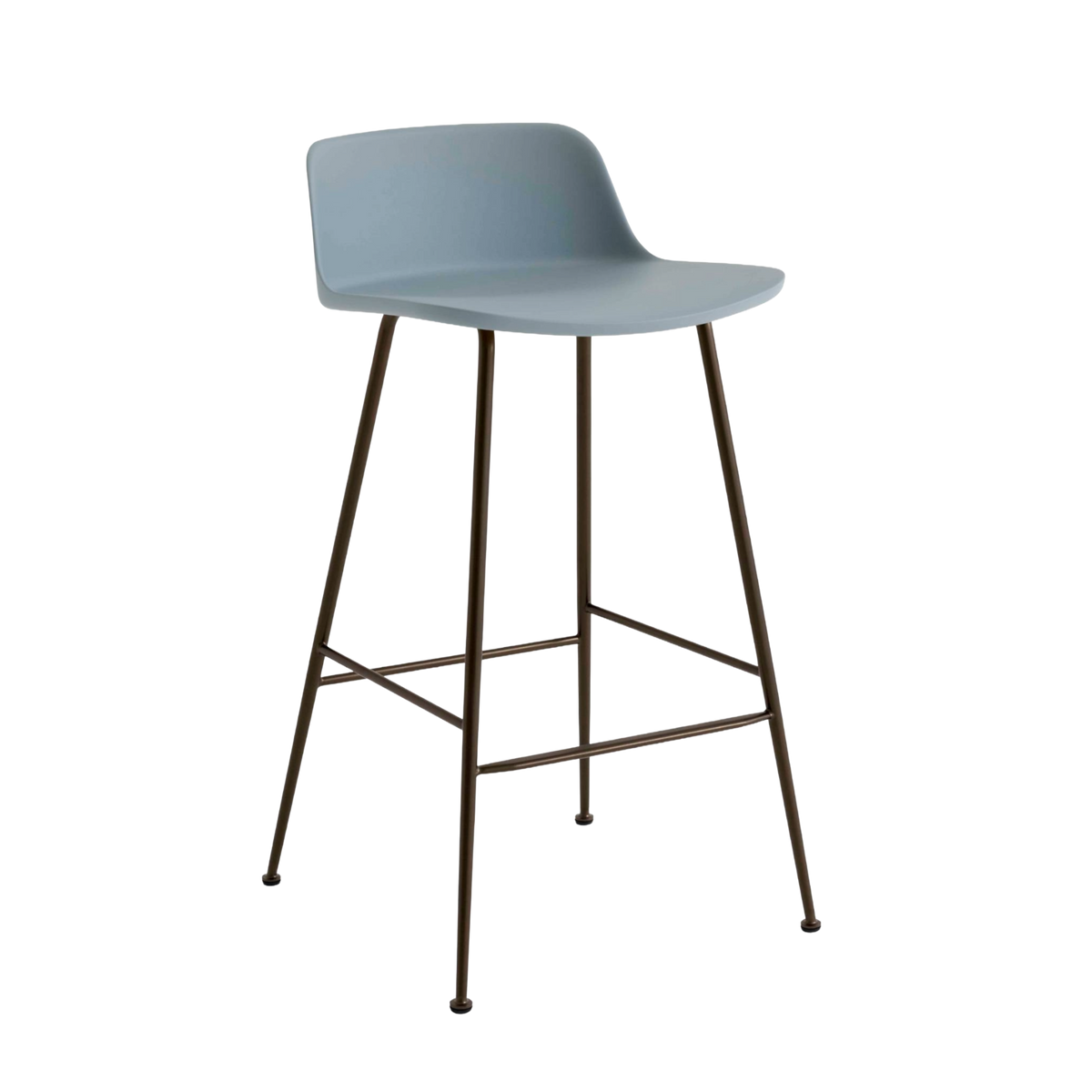 Hocker RELY himmelblau mit braunem Stahlgestell