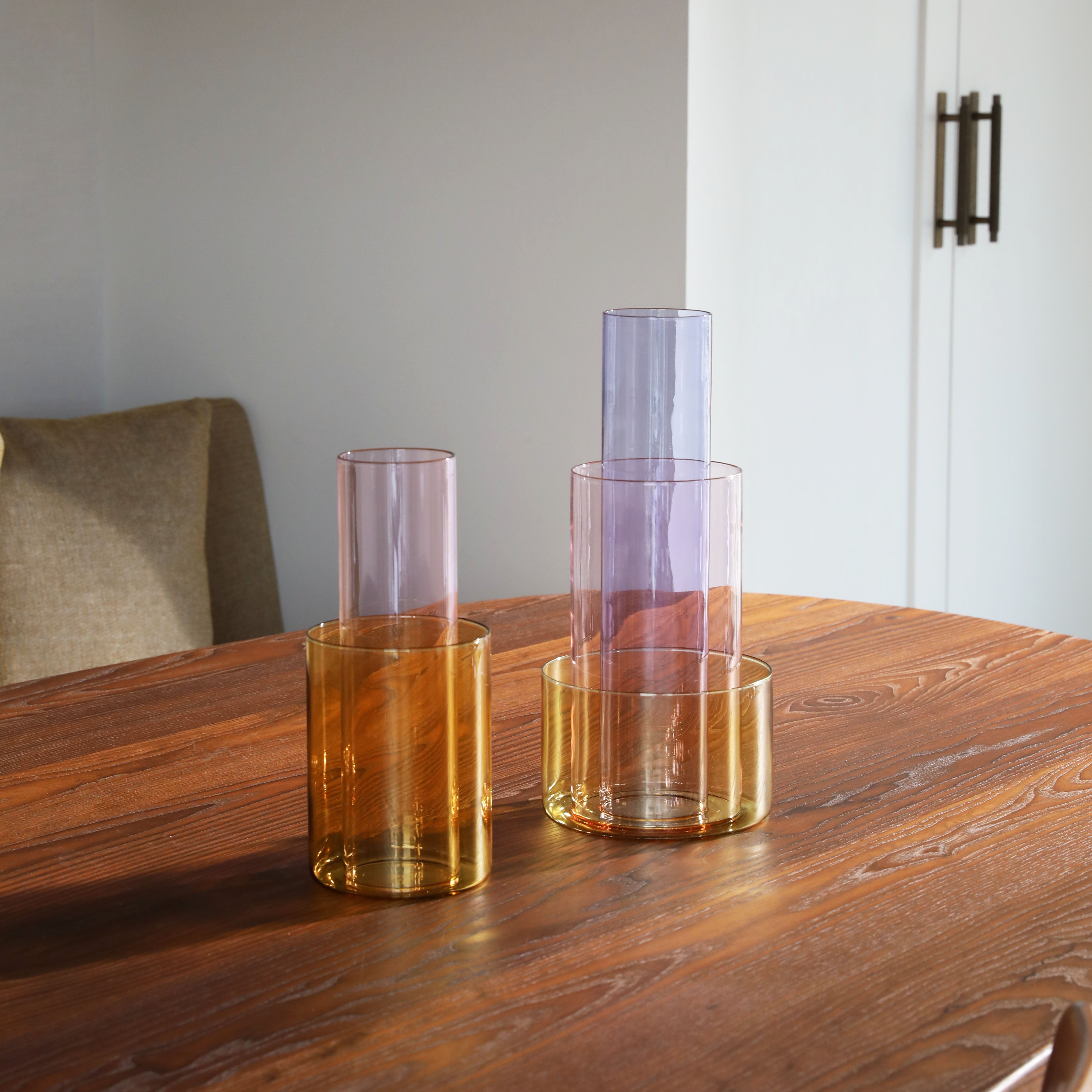 AMPHI vase pink with yellow