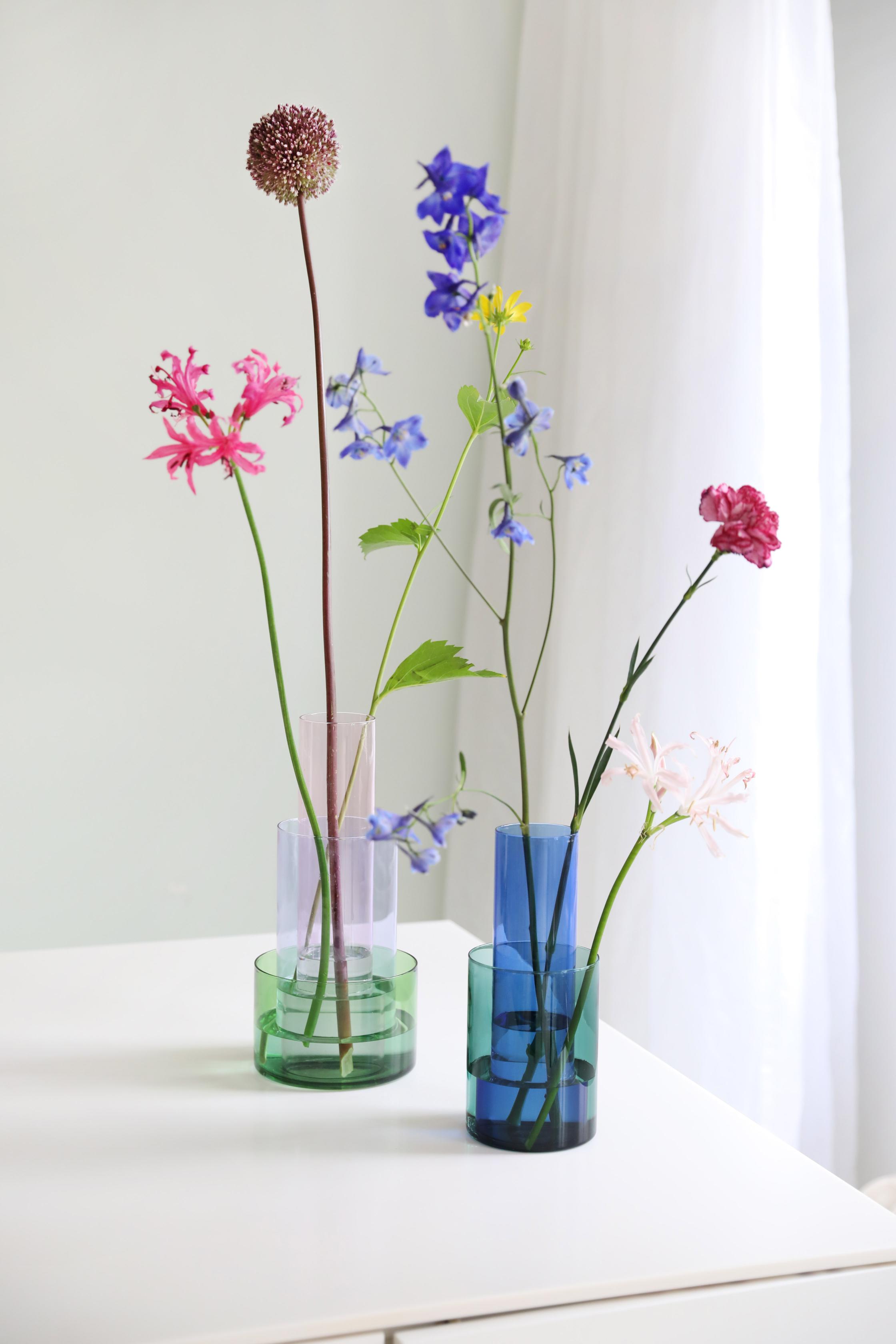 Vase AMPHI blau mit grünem
